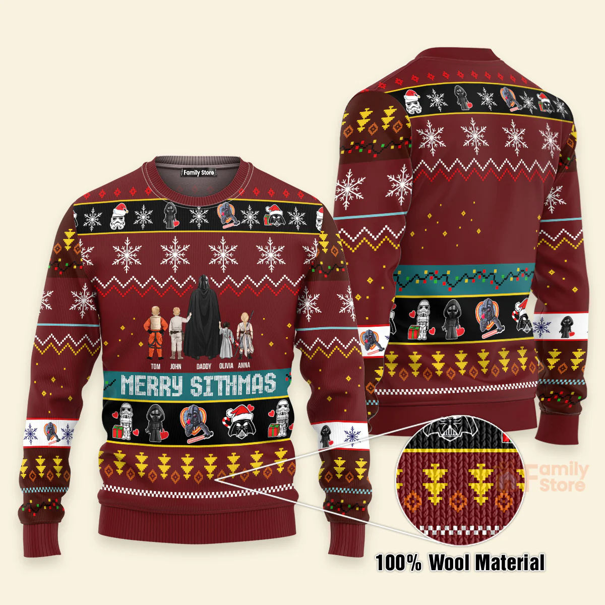 Stwa Dark Vader Merry Sithmas - Personalized Ugly Sweatshirt - Gift for Dad, Grandpa, Husband CL08 NH96 - Image 3