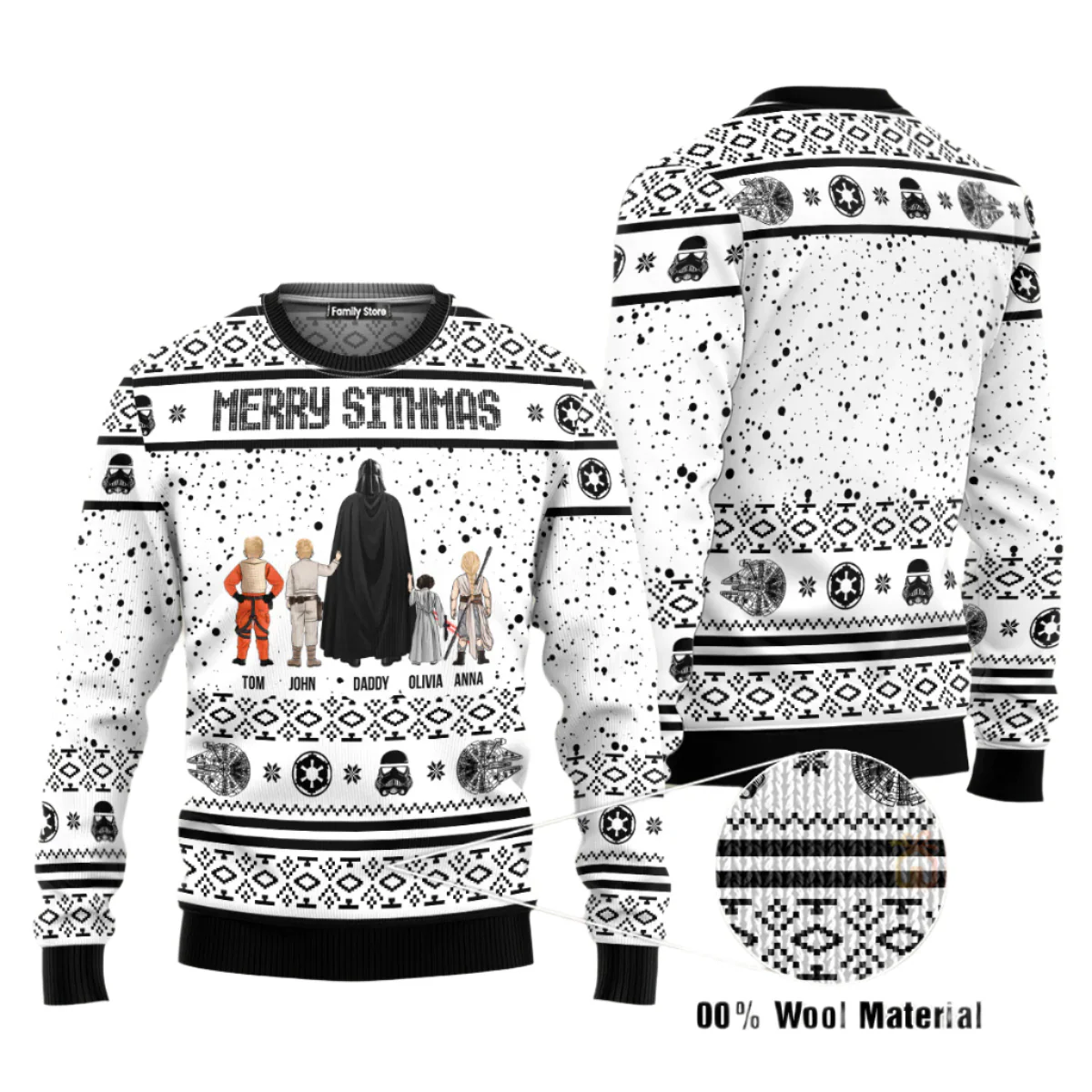 Stwa Darth Vader Black And White - Gift for Dad, Grandpa, Husband - Personalized Ugly Sweatshirt - CL08 NH96