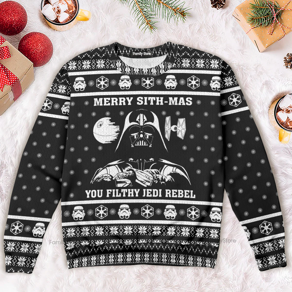 Stwa Merry Sith Mas Darth Vader Unisex Ugly Christmas Sweaters - Image 2