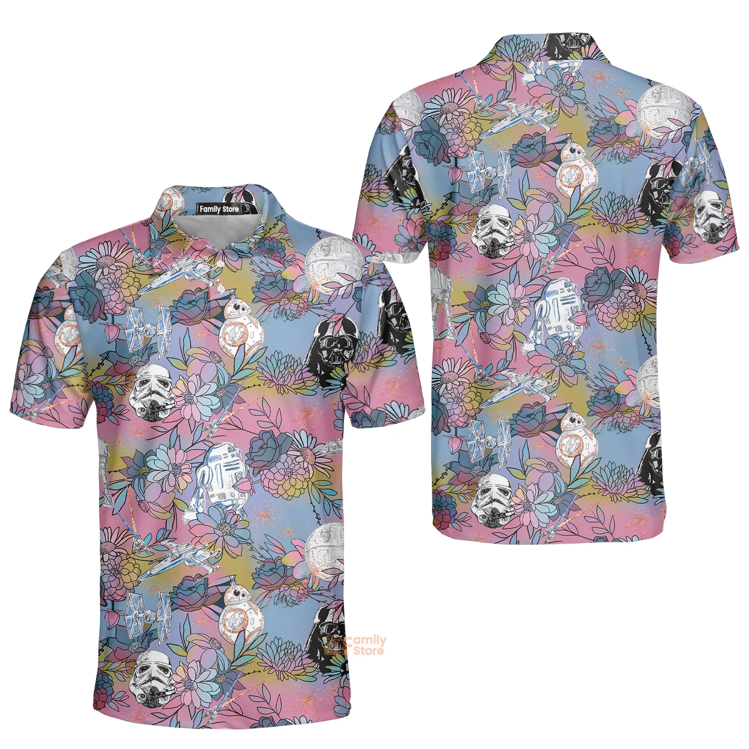 Stwa Space Flower Colorful Polo Shirt - Gift For Fans - Image 3