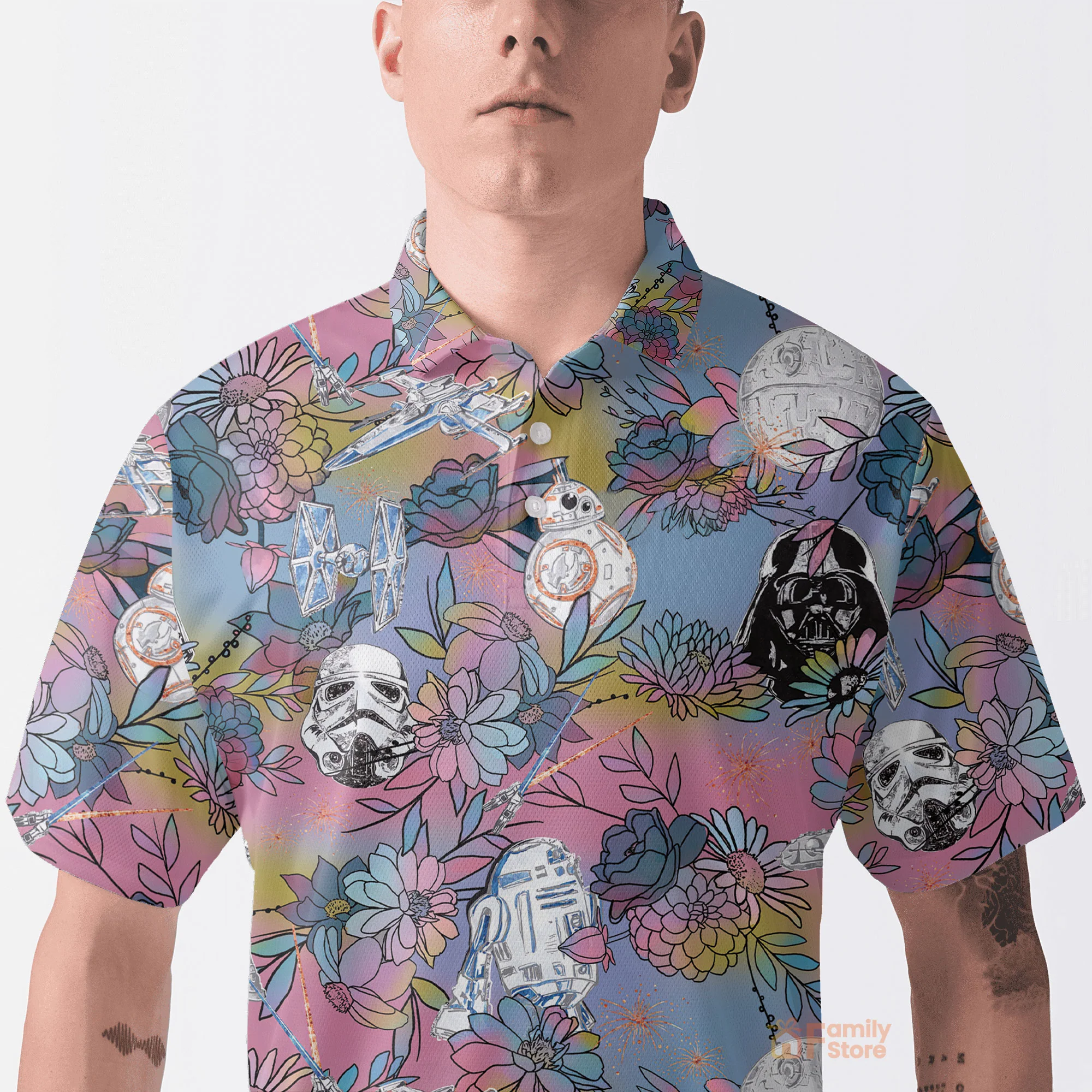 Stwa Space Flower Colorful Polo Shirt - Gift For Fans - Image 4