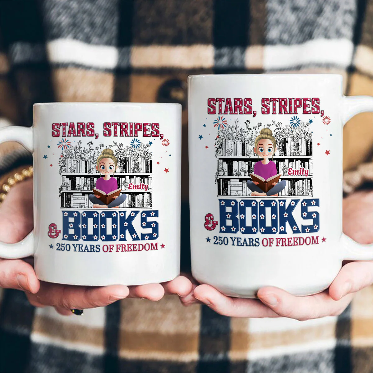 Stars & Stripes & Books - Personalized Ceramic Mug - Image 4