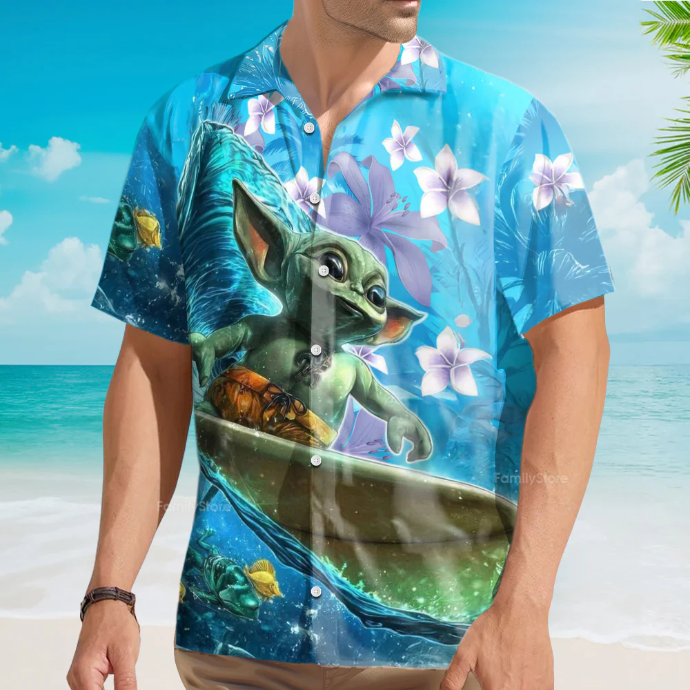 Starwars Baby Yoda Surfing - Hawaiian Shirt For Men, Women, Kids - Image 4