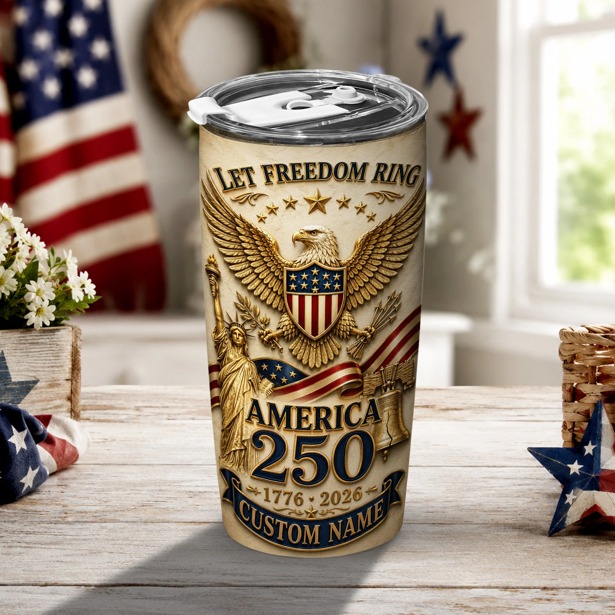 Statue of Liberty 1776–2026 America 250th Freedom - Personalized Tumbler - Gift For Patriots