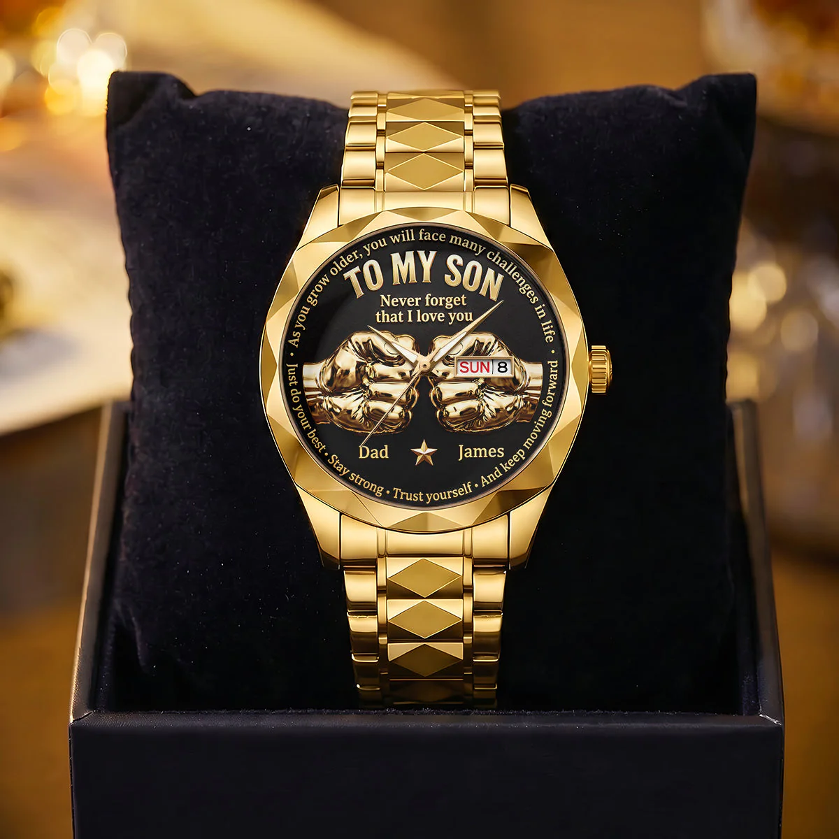 Stay Strong And Keep Moving Forward - Personalized Men's Wrist Watch - Gift For Dad, Grandpa