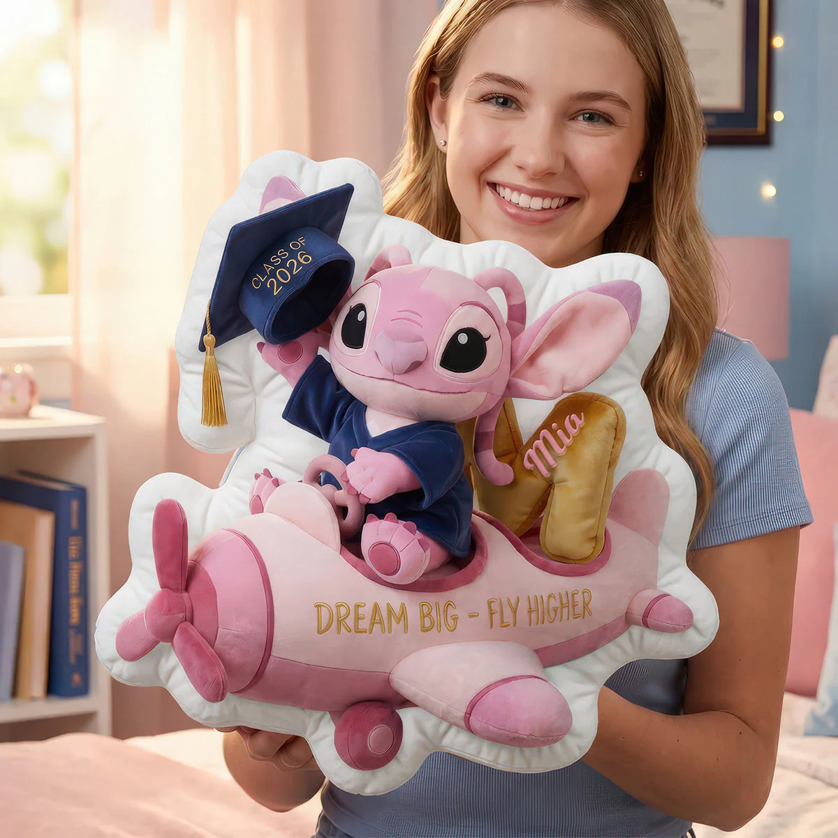 Sti Dream Big Fly Higher - Personalize Custom Shape Pillow - Graduation Gift For Kids