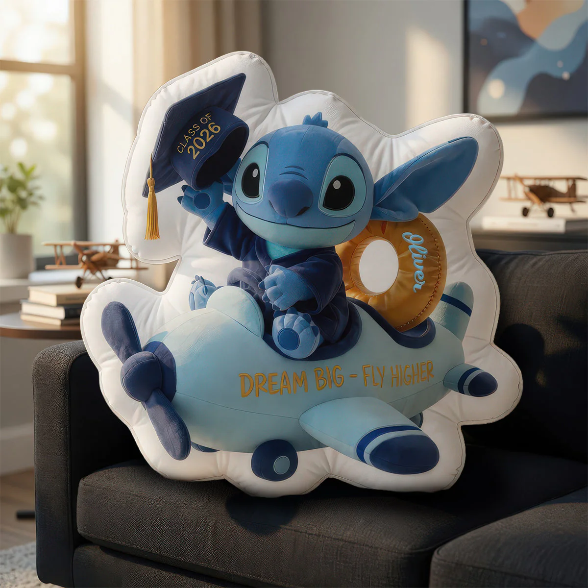 Sti Dream Big Fly Higher - Personalize Custom Shape Pillow - Graduation Gift For Kids - Image 2