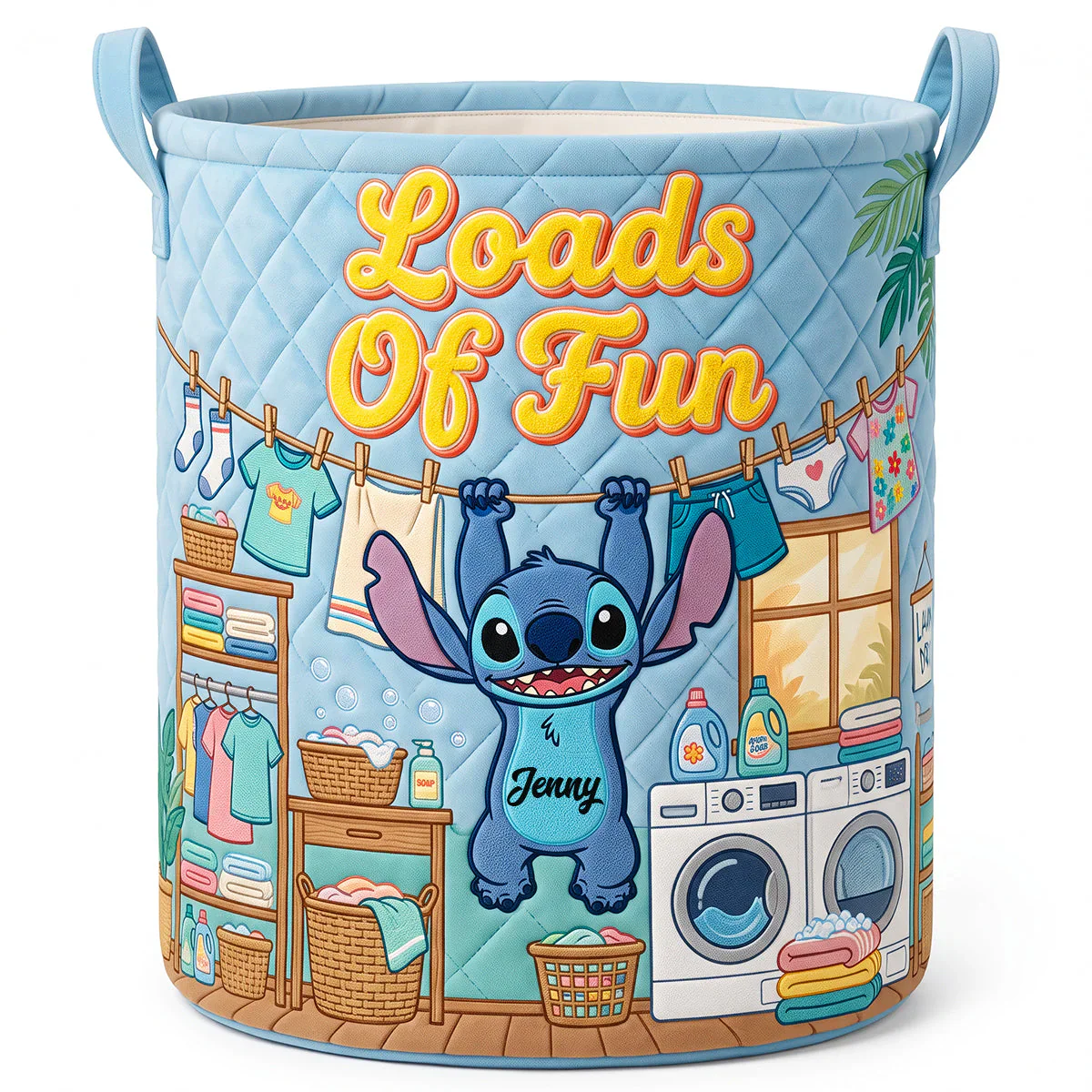 Sti Loads Of Fun - Personalized Quilted Laundry Basket - Gift For Family, Laundry Lovers - Image 3