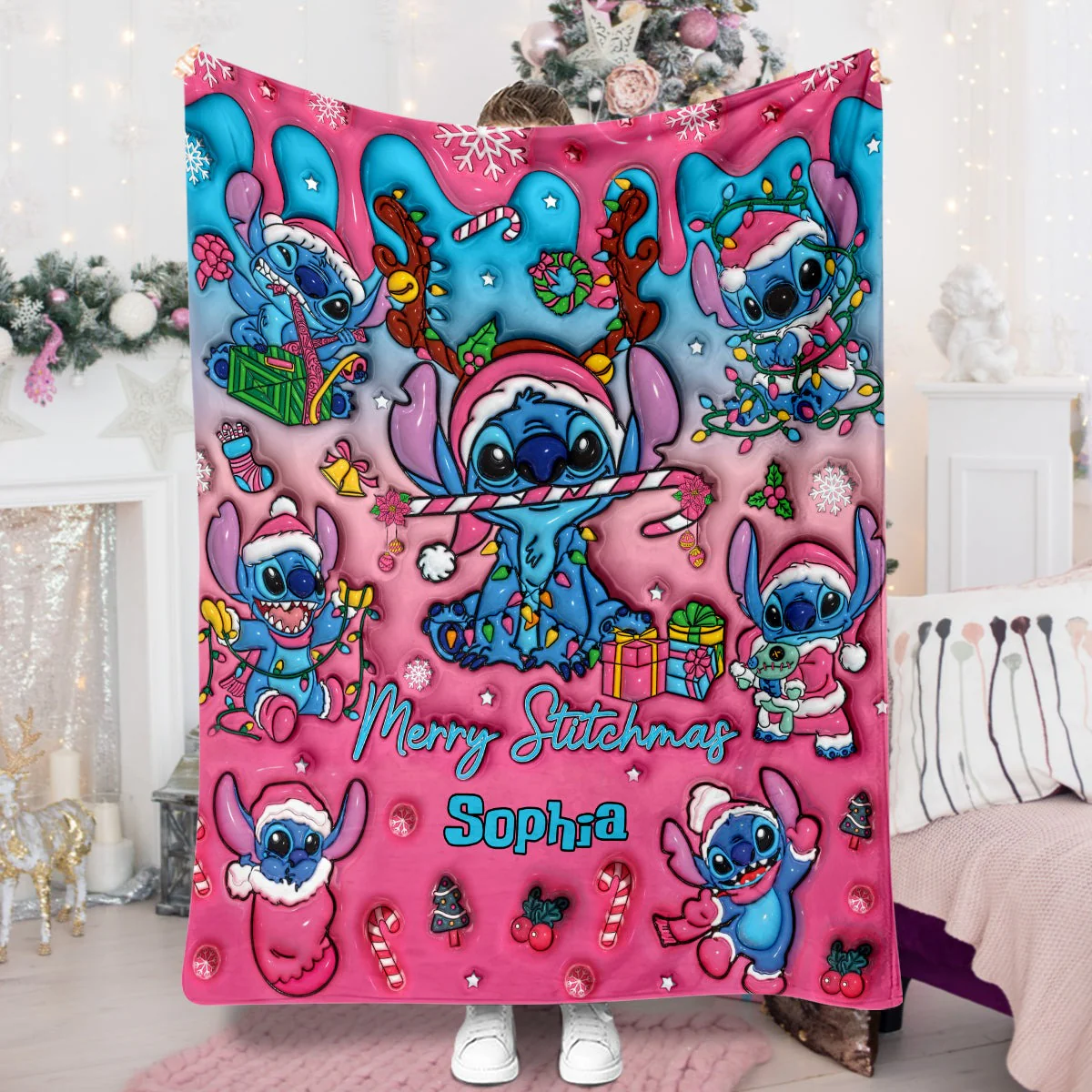 Sti Merry Stitchmas - Personalized Blanket - Christmas Gifts For Movie Fans NL122