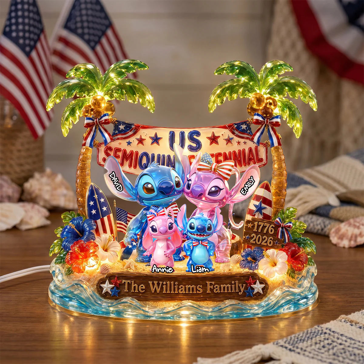Sti Ohana Means Family - Personalized Acrylic Light Box - Gift For Family, Movie Fans