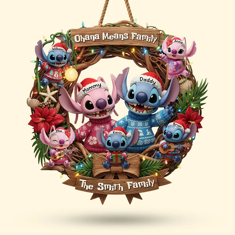 Sti Ohana Means Family - Personalized Custom Shaped Wood Sign - Christmas Gifts For Family NL122 - Image 3