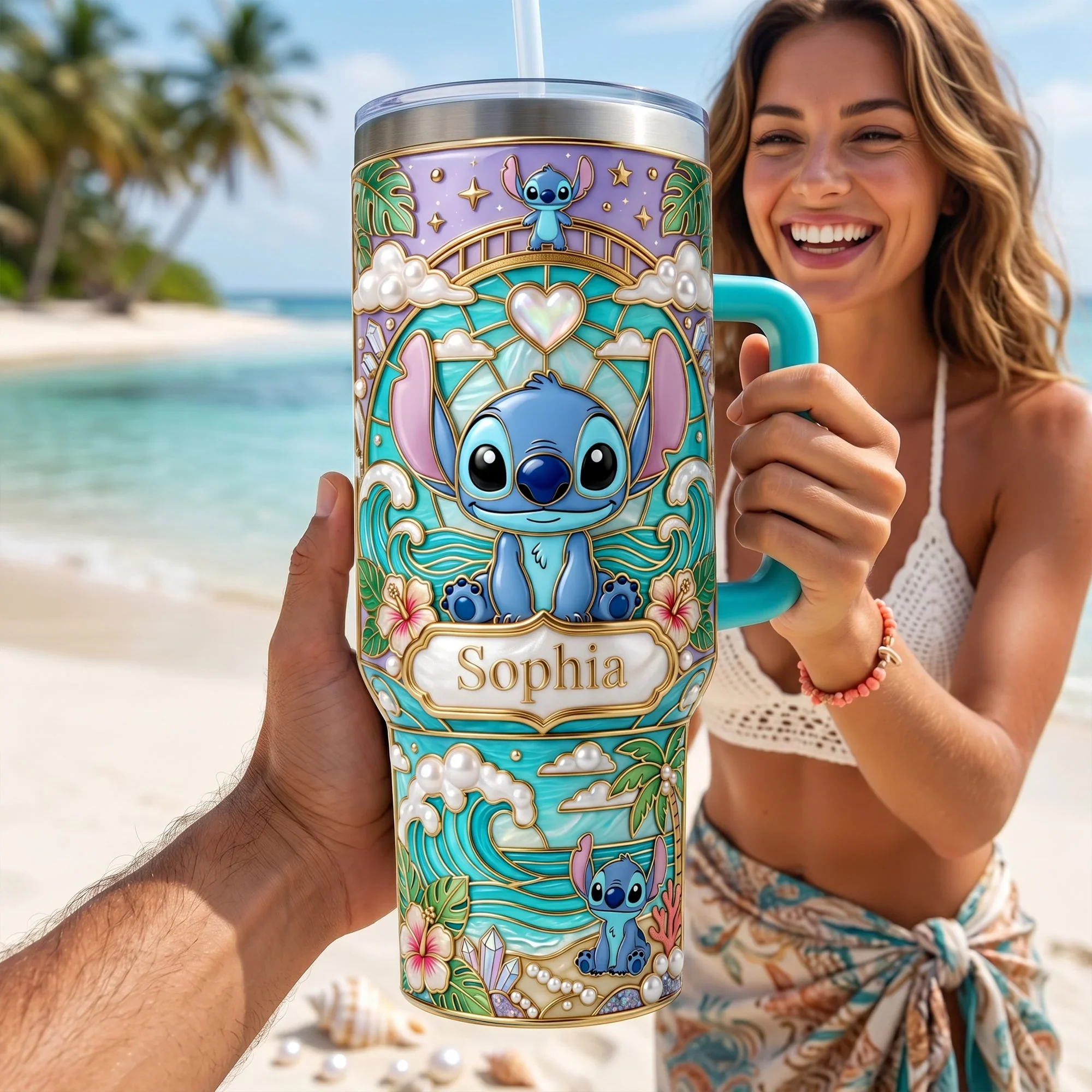 Sti Summer Vibe - Personalized Tumbler With Handle - Gift For Movie Fans - Image 3