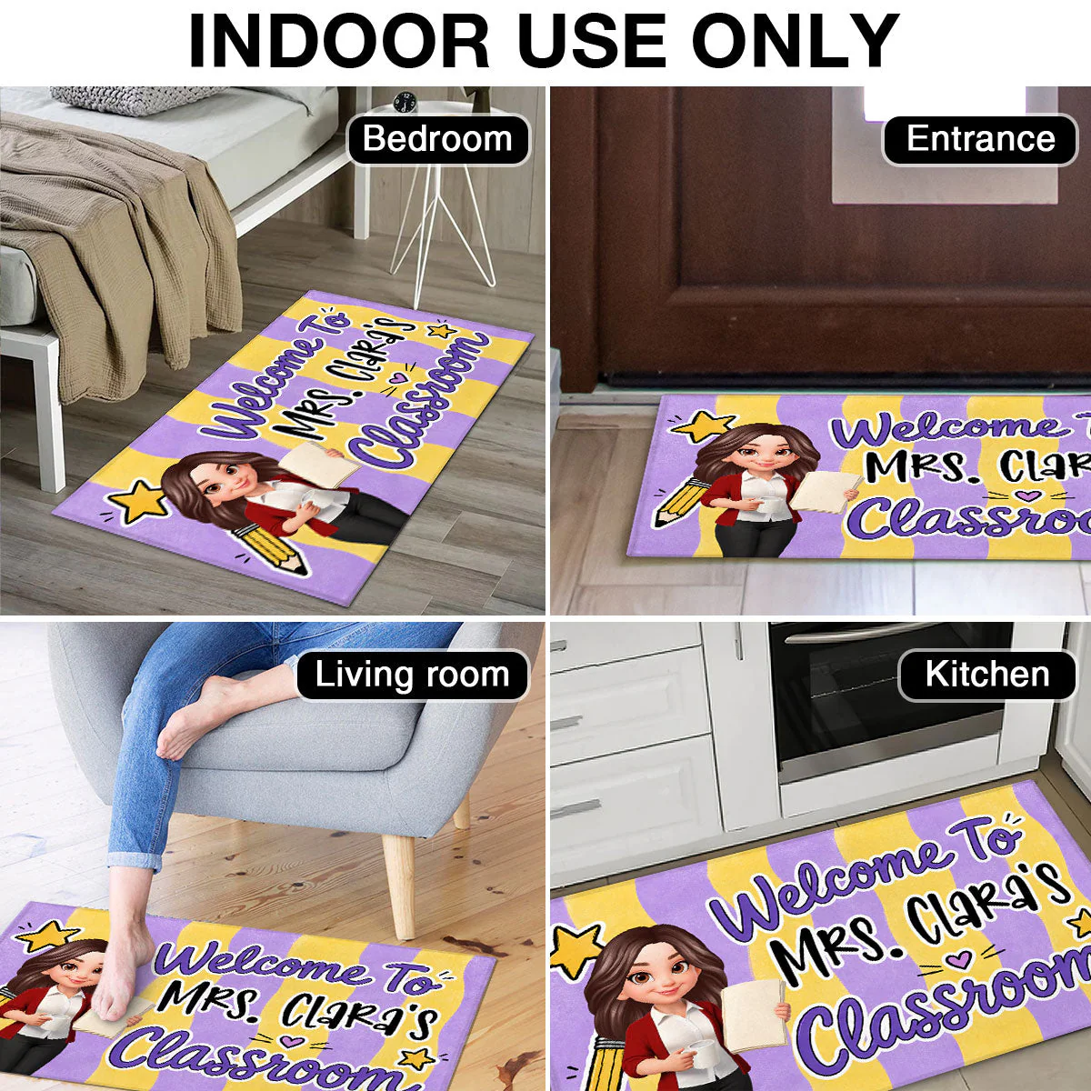Striped Teacher Welcome To Classroom - Personalized Doormat - Gift For Teacher - Image 11