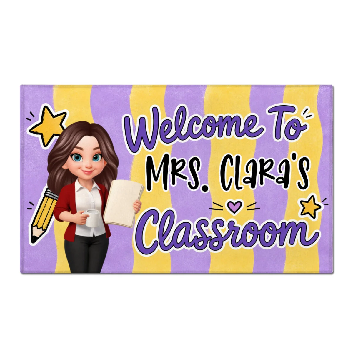 Striped Teacher Welcome To Classroom - Personalized Doormat - Gift For Teacher - Image 12