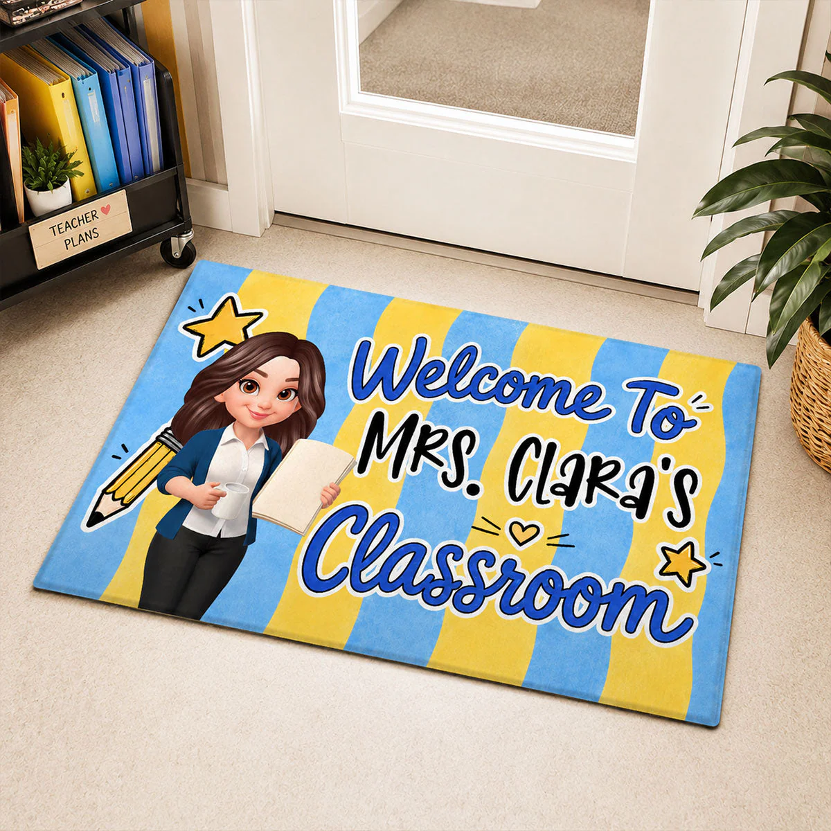 Striped Teacher Welcome To Classroom - Personalized Doormat - Gift For Teacher - Image 6