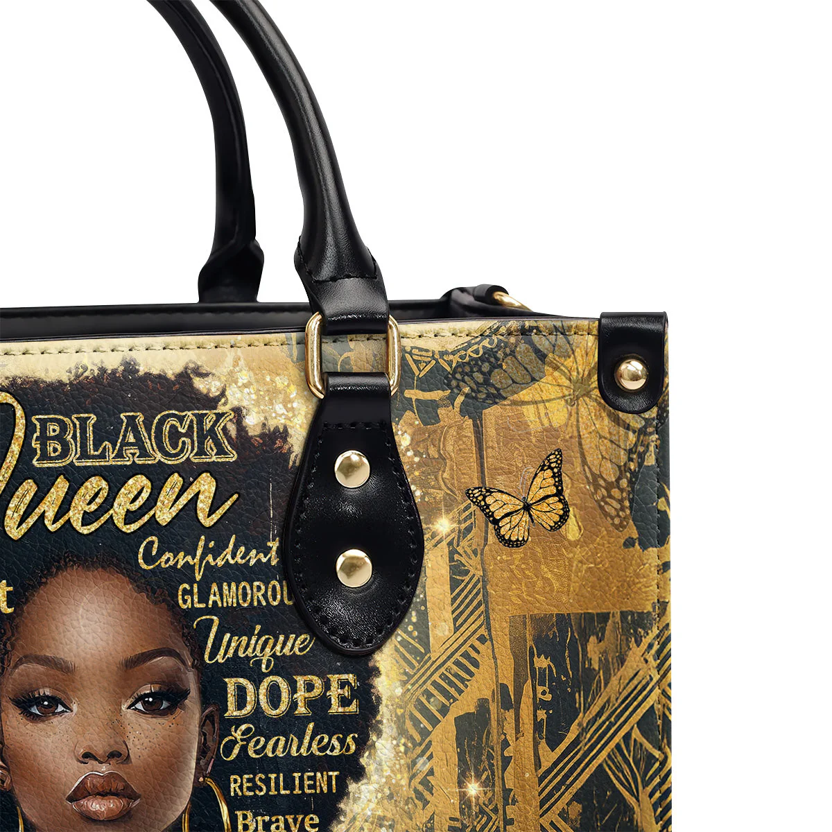 Strong Bold Confident Black Queen - Personalized African Leather Handbag - Inspirational Gift For Her HD95 - Image 5