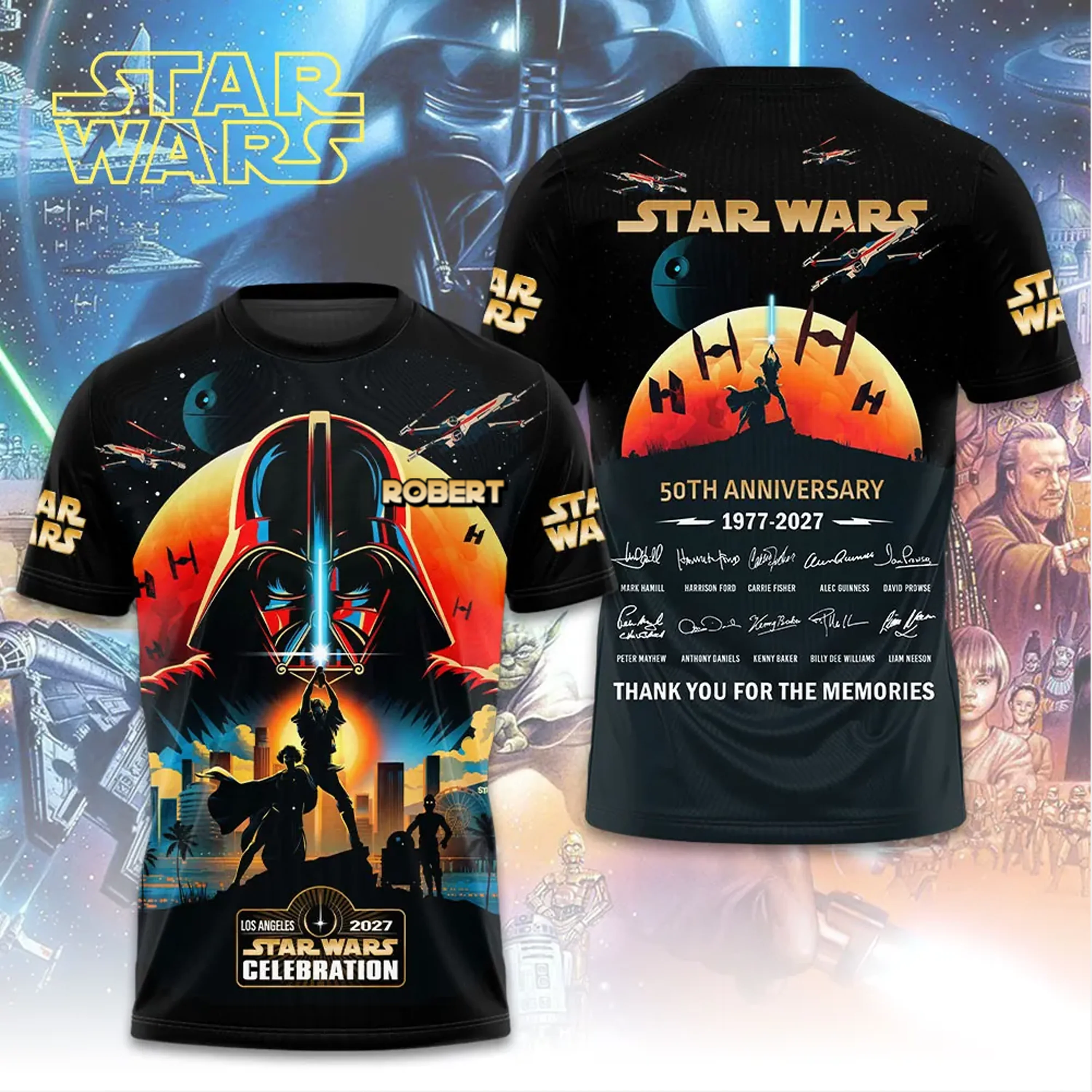 Stwa 50 Years Anniversary With Signatures - Personalized All Over Shirt - Gift For Movie Fans HH01
