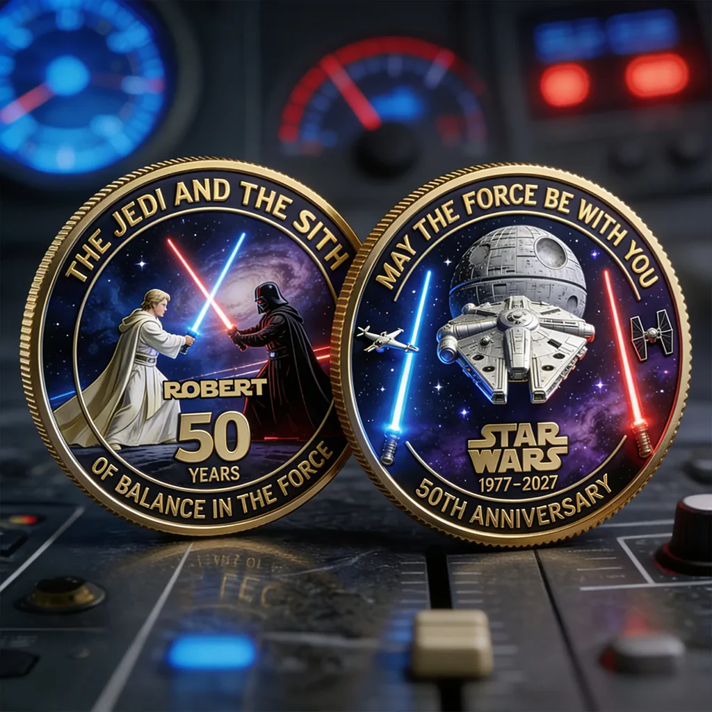Stwa 50th Anniversary Balance In The Force - Personalized Printed Commemorative Coin - Gift For Movie Fans HH01