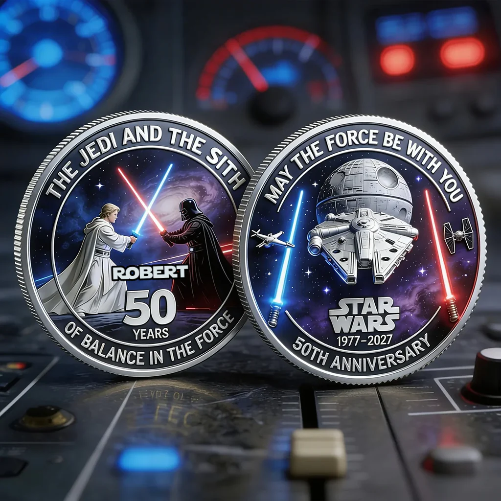 Stwa 50th Anniversary Balance In The Force - Personalized Printed Commemorative Coin - Gift For Movie Fans HH01 - Image 2