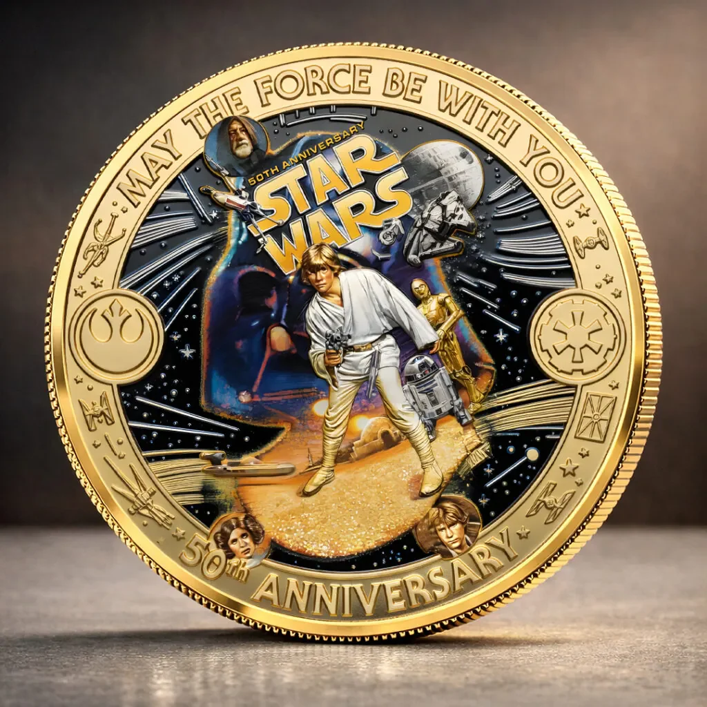 Stwa 50th Anniversary May The Force Be With You - Personalized Commemorative Coin - Gift For Movie Fans HH01 - Image 2