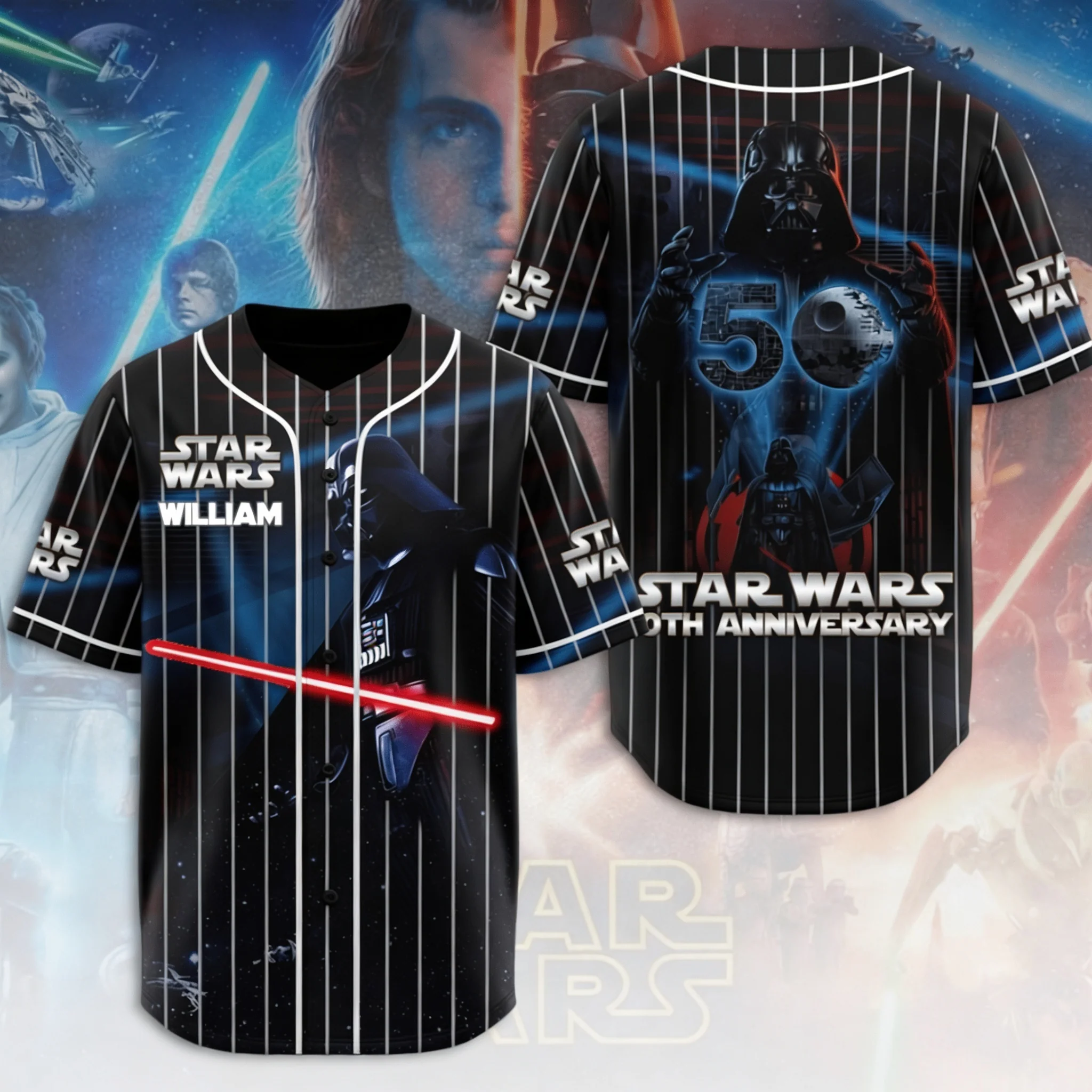 Stwa 50th Anniversary Red Laser - Personalized Baseball Jersey - Gift For Movie Fans BA01