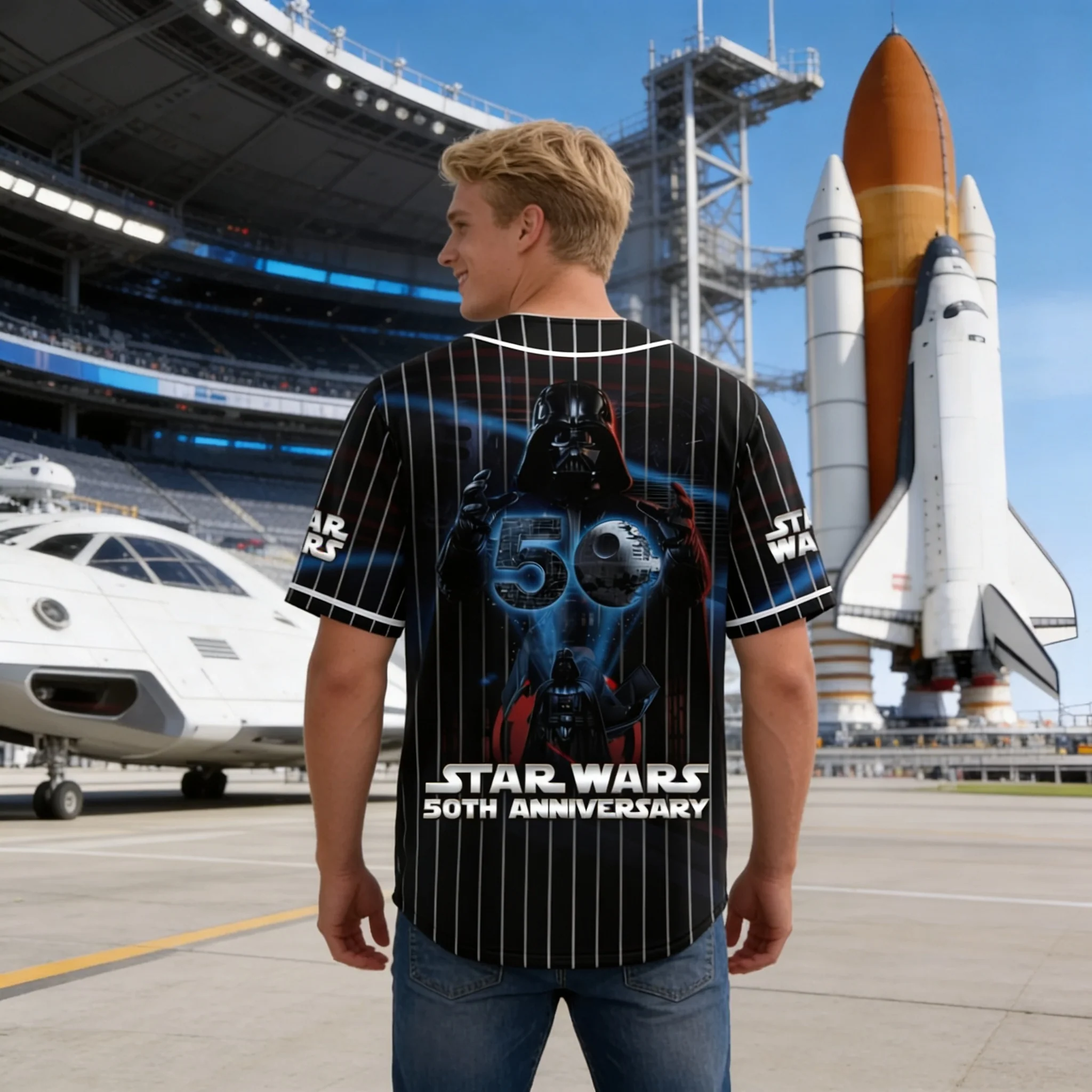 Stwa 50th Anniversary Red Laser - Personalized Baseball Jersey - Gift For Movie Fans BA01 - Image 5