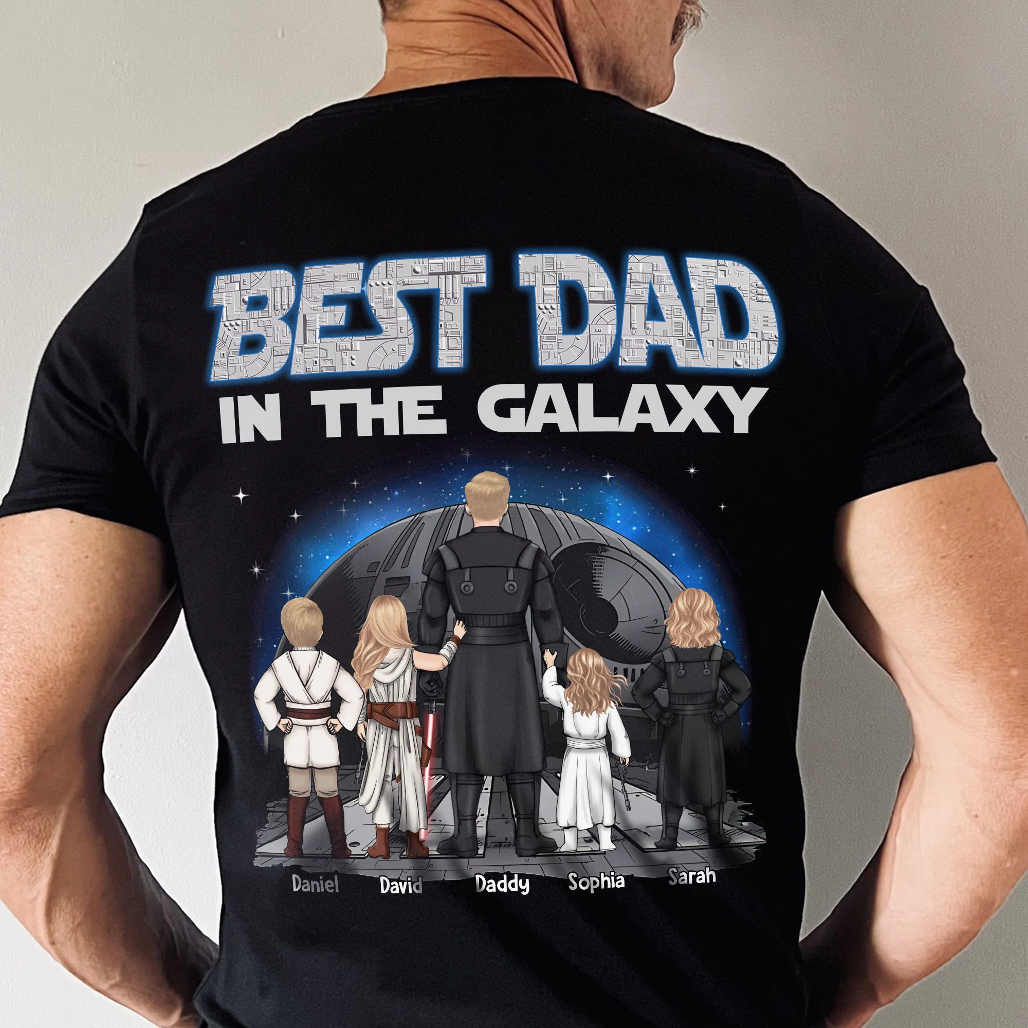 Stwa Best Dad In The Galaxy - Personalized Shirt 2 Side - Gift For Dad - Image 2
