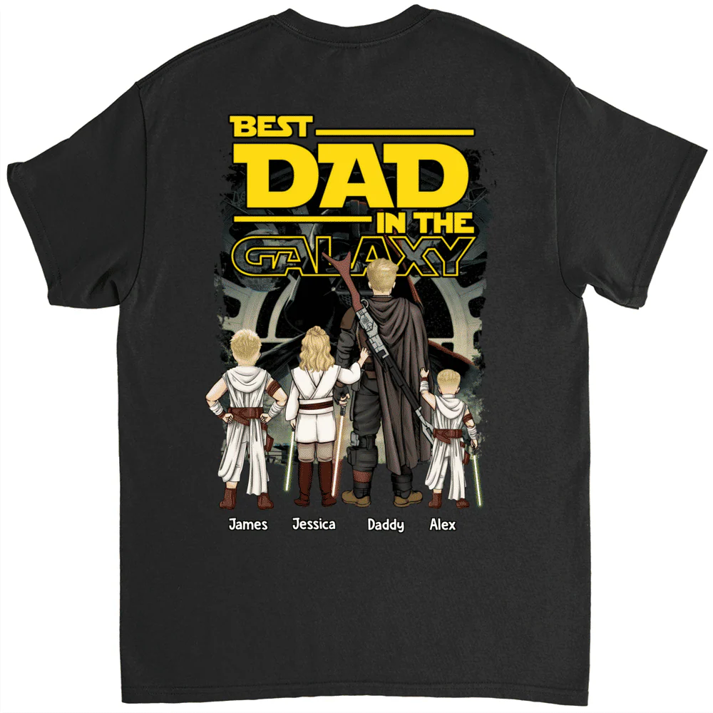 Stwa Best Dad In The Galaxy - Personalized Shirt 2 Side - Gift For Dad - Image 3