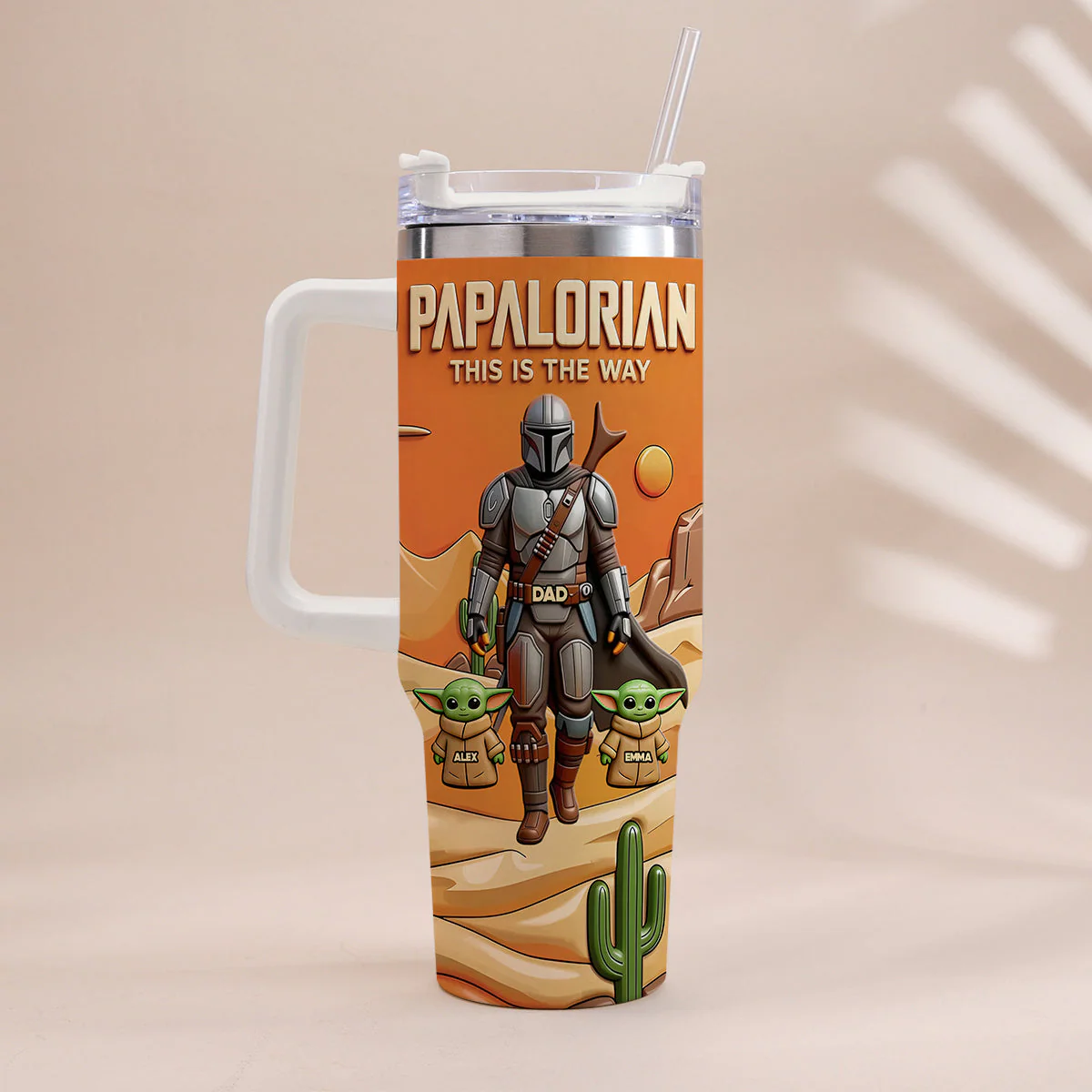 Stwa Best Dad In The Galaxy - Personalized Tumbler With Handle - Gift For Father's Day