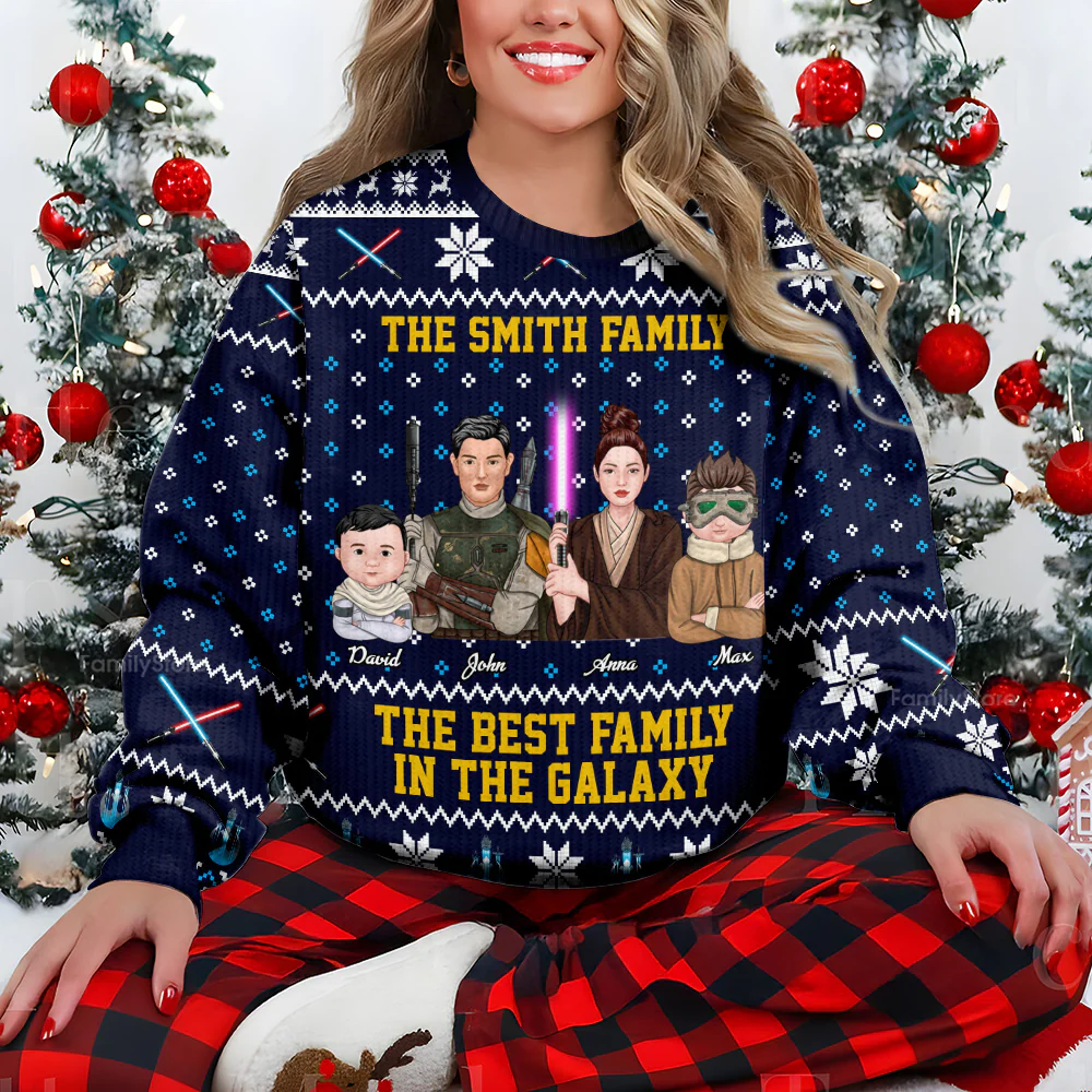 Stwa Best Family In The Galaxy - Personalized Ugly Sweater - Gifts For Family | CL46 TD118 - Image 4
