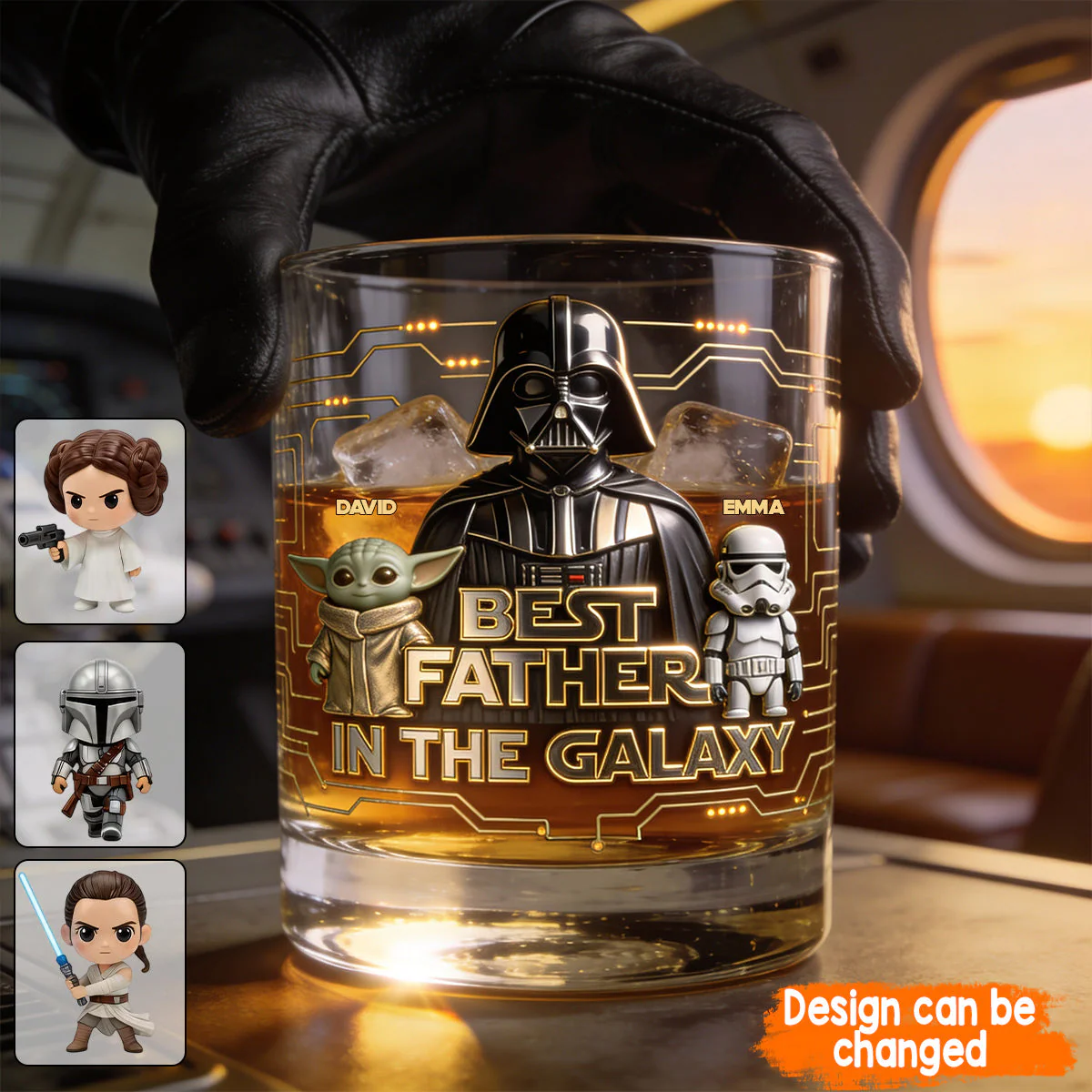 Stwa Best Father In The Galaxy - Personalized Whiskey Glass - Gift For Father's Day