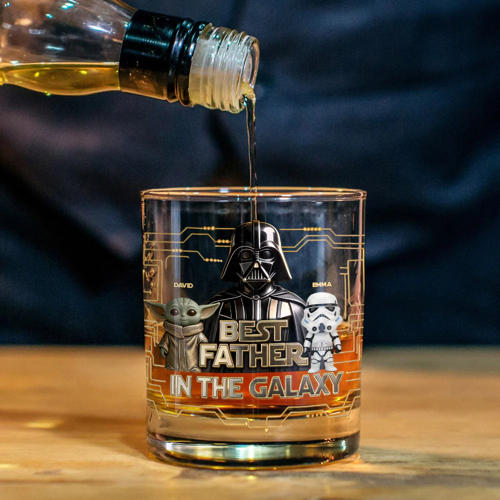 Stwa Best Father In The Galaxy - Personalized Whiskey Glass - Gift For Father's Day - Image 3