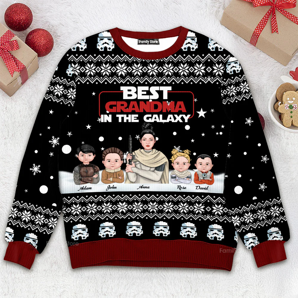 Stwa Best Grandparents In The Galaxy - Personalized Ugly Sweater - Gift For Christmas | CL46.ver 2 TD118 - Image 2