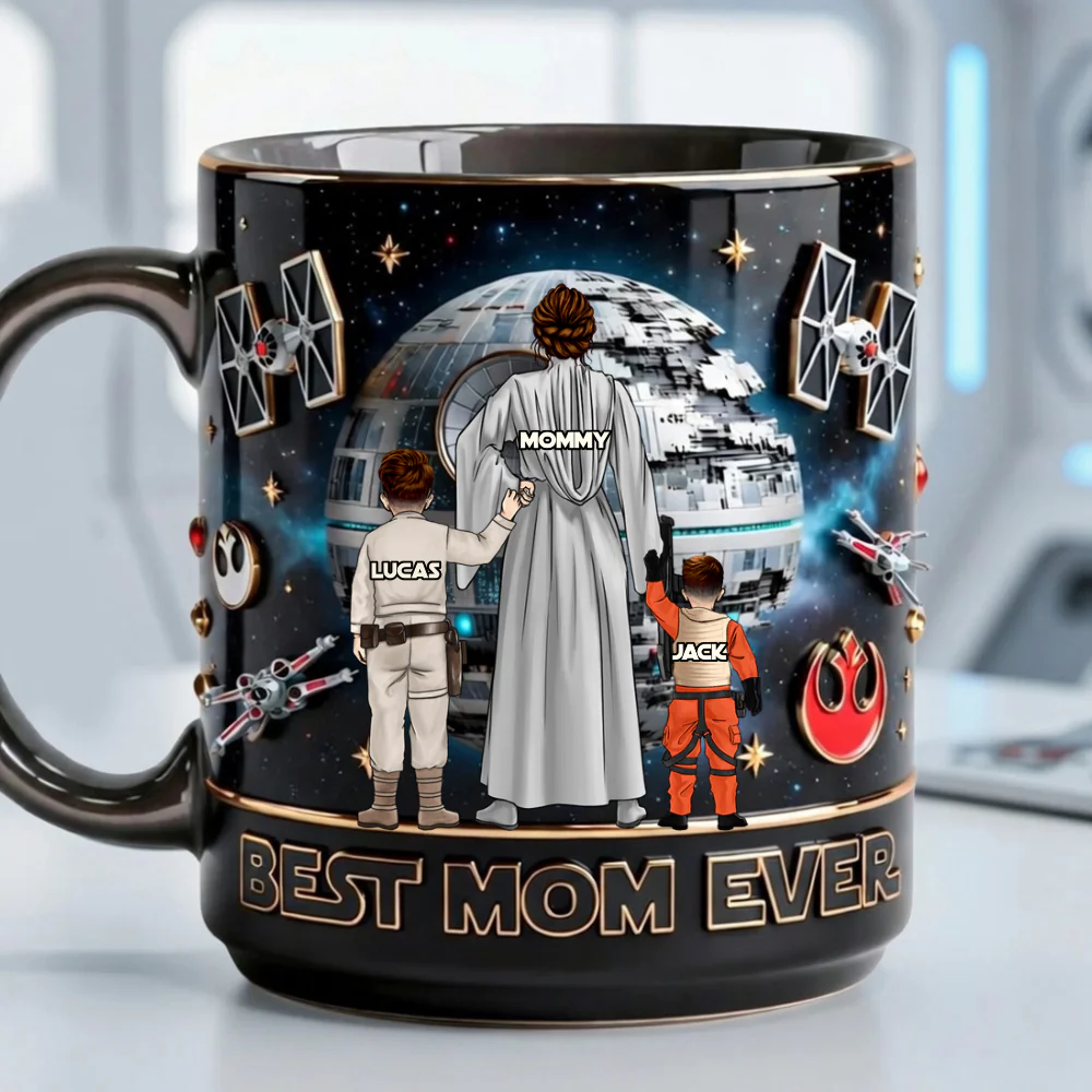 Stwa Best Mom Ever - Personalized Black Mug - Gift For Mom - Image 3