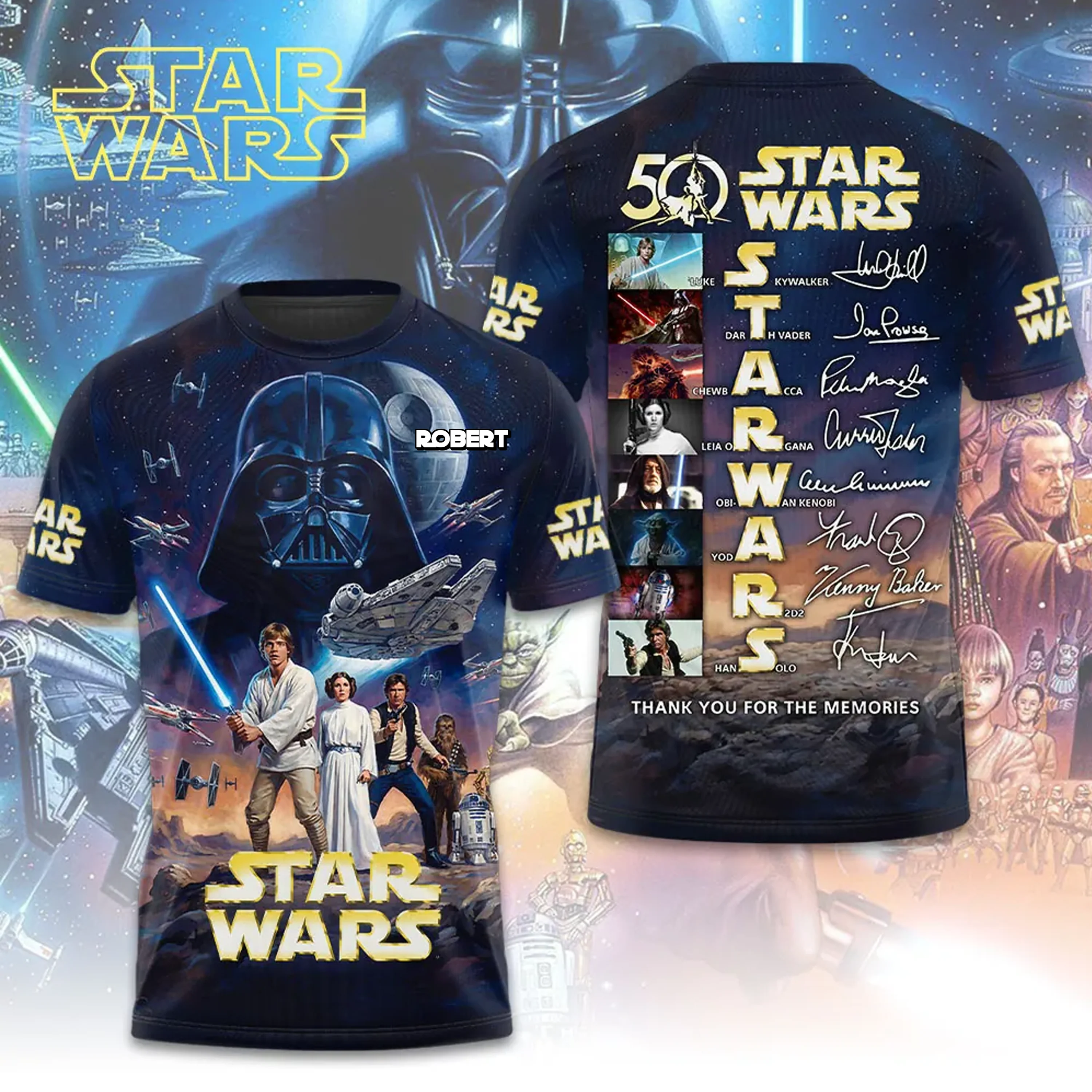 Stwa Celebrate 50th Anniversary  With Signatures - Personalized All Over Shirt - Gift For Movie Fans