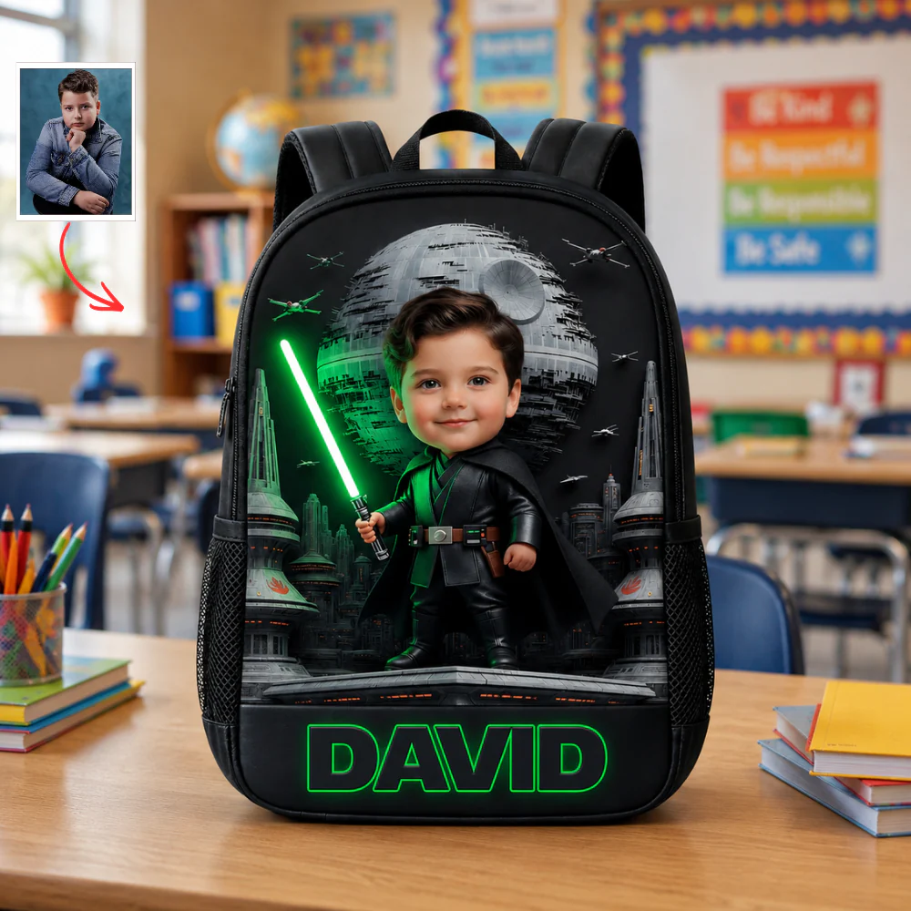 Stwa Custom Photo Galaxy Star Kids Back to School - Personalized Backpack, Lunch Bag, Pencil Case & Water Bottle - Gift For Kids - Image 3