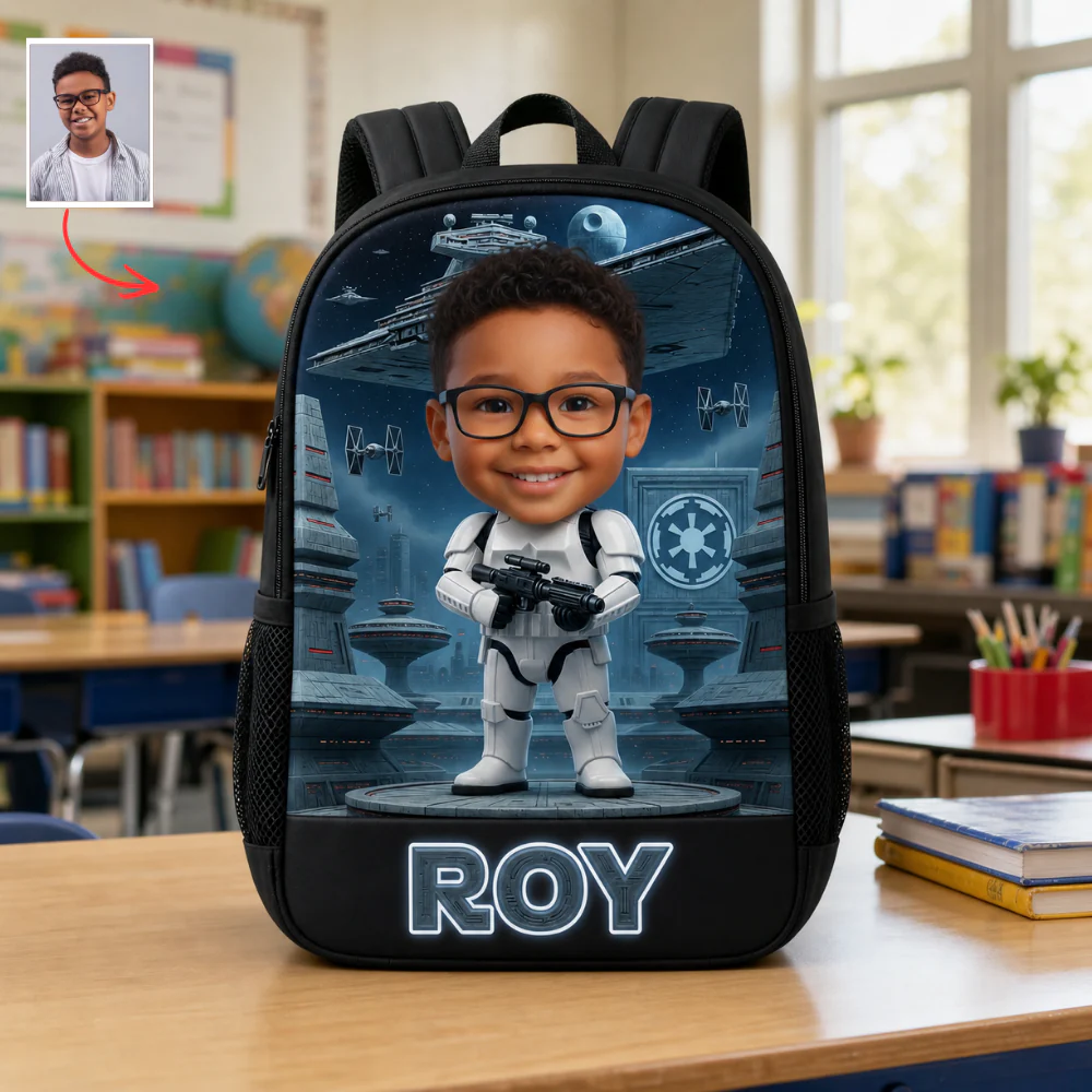 Stwa Custom Photo Galaxy Star Kids Back to School - Personalized Backpack, Lunch Bag, Pencil Case & Water Bottle - Gift For Kids - Image 4