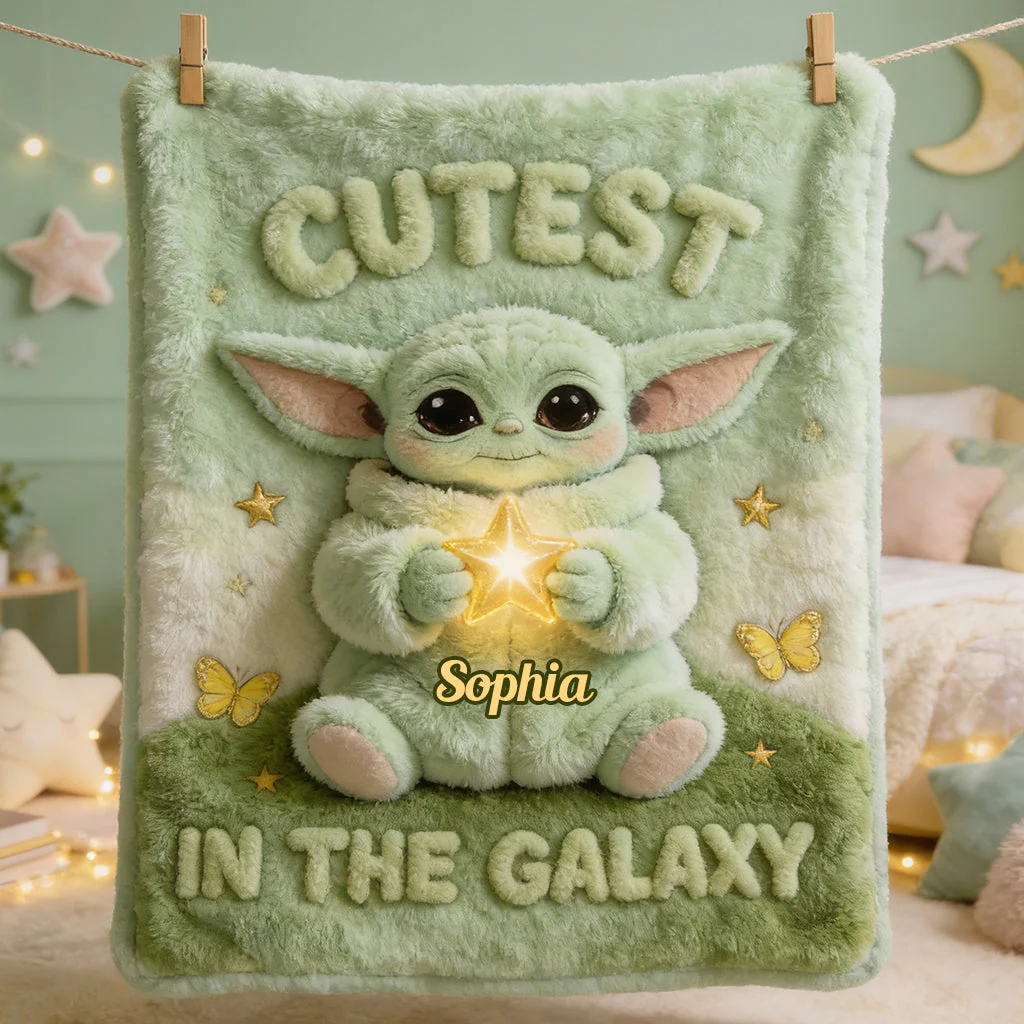 Stwa Cute Baby In The Galaxy - Personalized Blanket - Gift For Movie Fans
