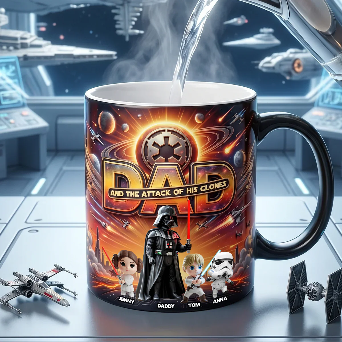 Stwa Dad And The Attack Of His Clones - Personalized Changing Mug - Gifts For Dad, Father's Day