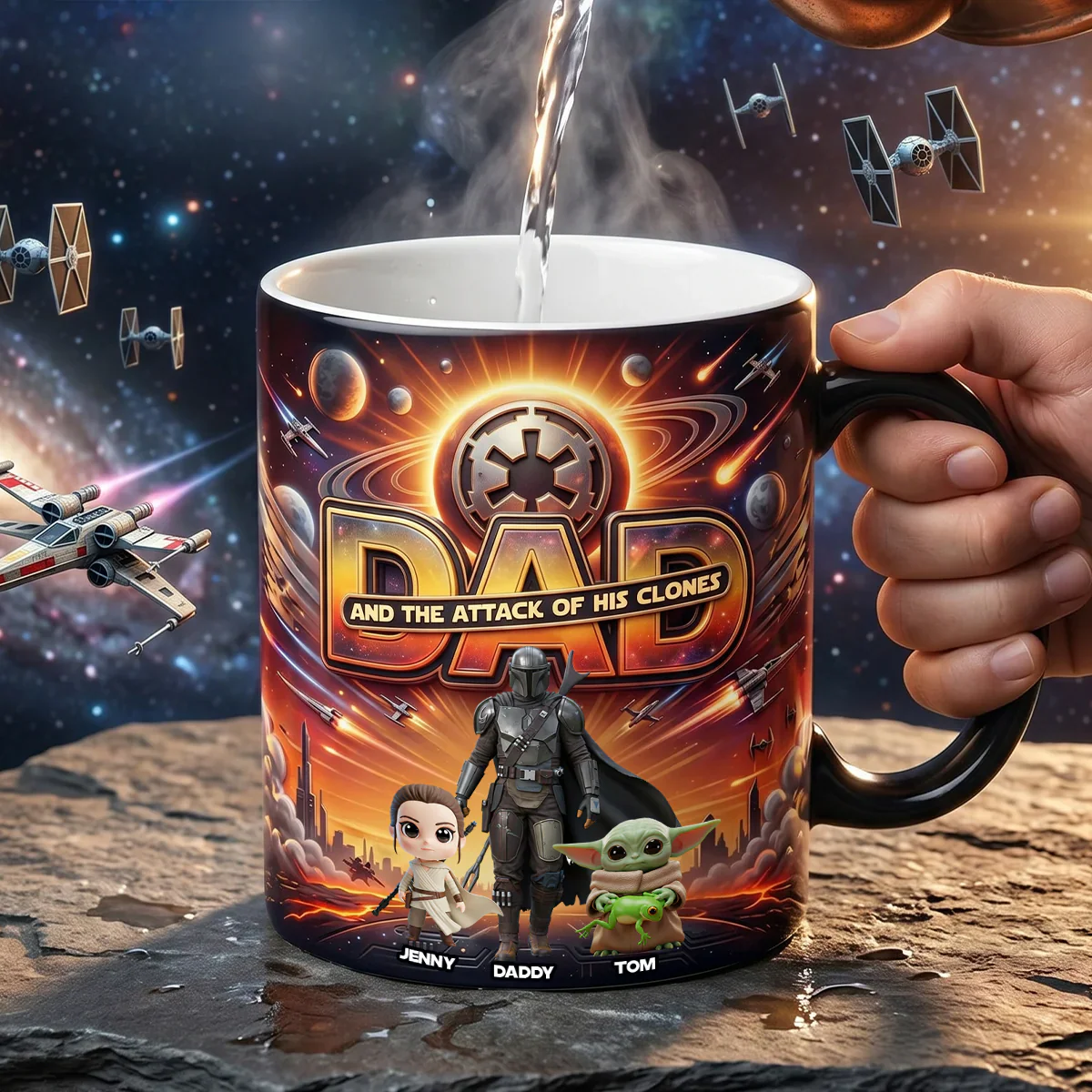 Stwa Dad And The Attack Of His Clones - Personalized Changing Mug - Gifts For Dad, Father's Day - Image 3