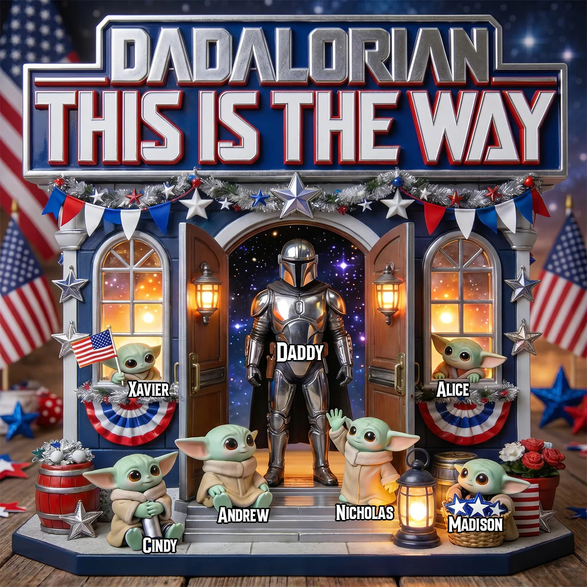 Stwa Dadalorian This Is The Way - Personalized Acrylic Plaque - Gift For Dad, Patriots