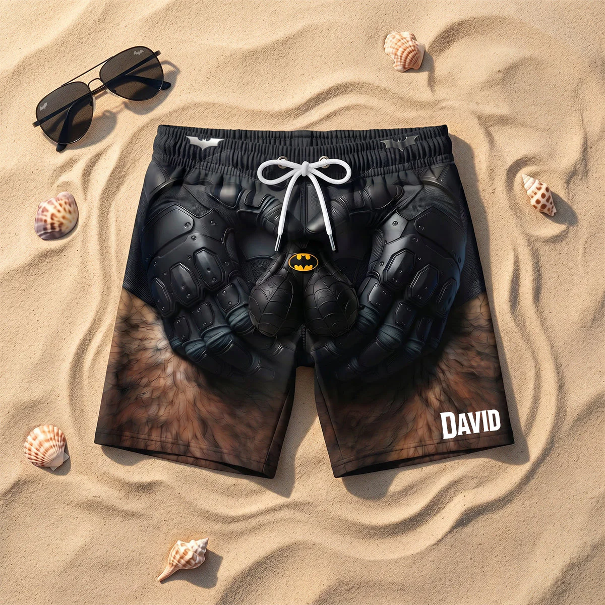 Stwa Custom Funny Muscle Costume Galaxy Warrior Dark Armor - Personalized Beach Short - Gifts For Him, Husband, Dad - Image 5