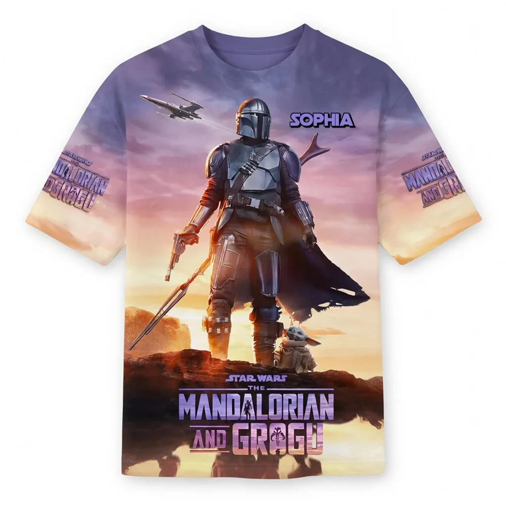 Stwa Galactic Tracker And The Child - Personalized All Over Shirt - Gift For Movie Fans HH01 - Image 2