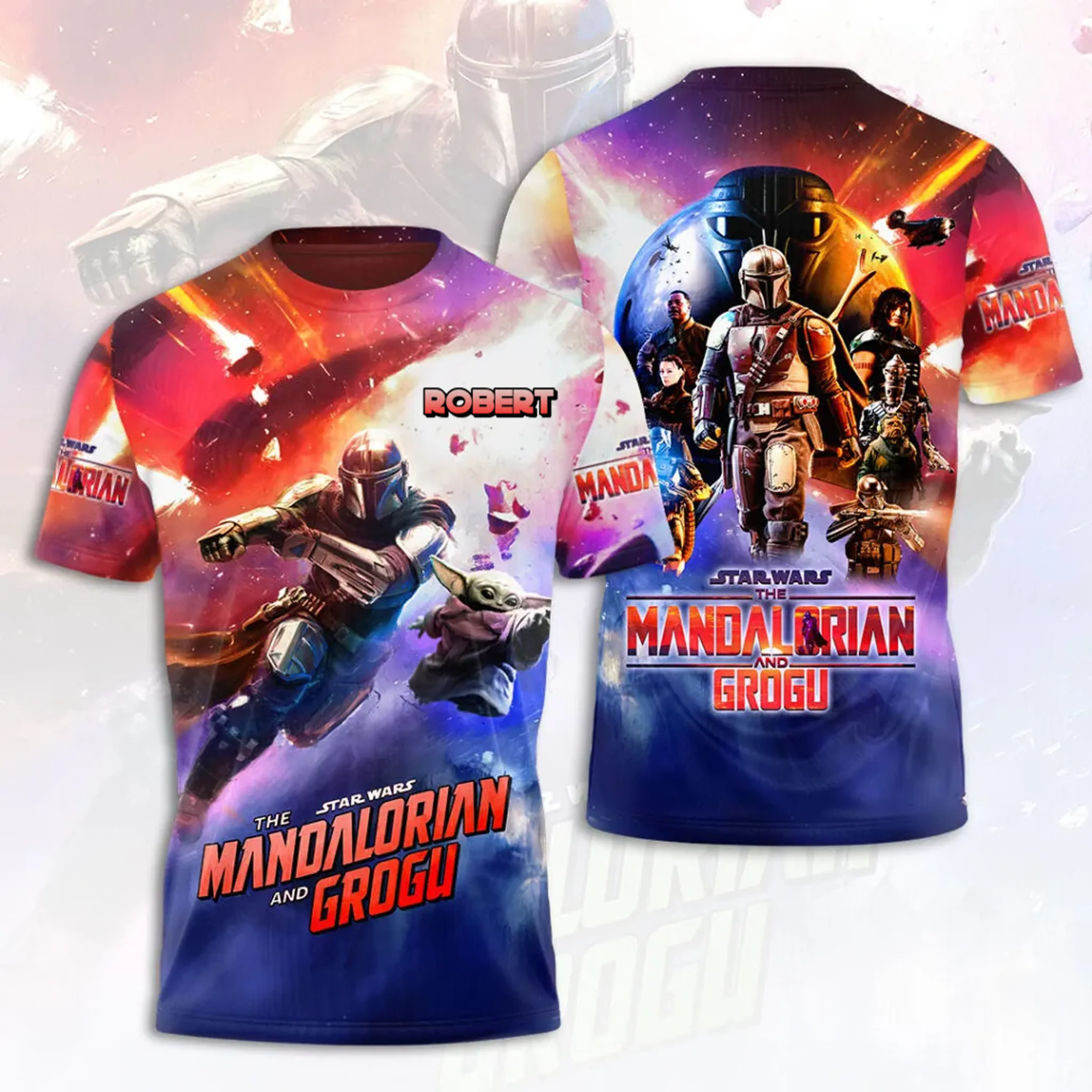 Stwa Galactic Tracker And The Child - Personalized All Over Shirt - Gift For Movie Fans