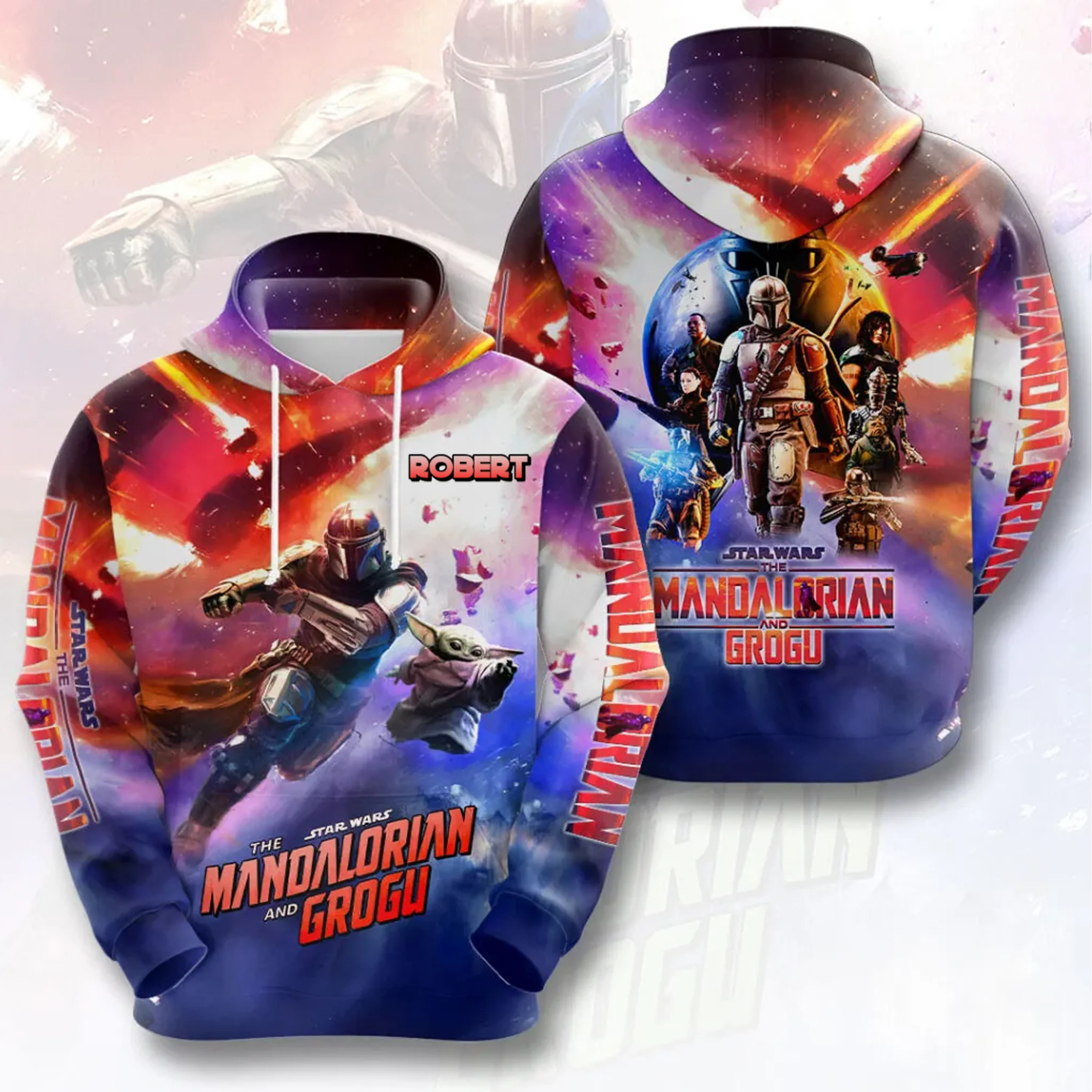 Stwa Galactic Tracker And The Child - Personalized All Over Shirt - Gift For Movie Fans - Image 2