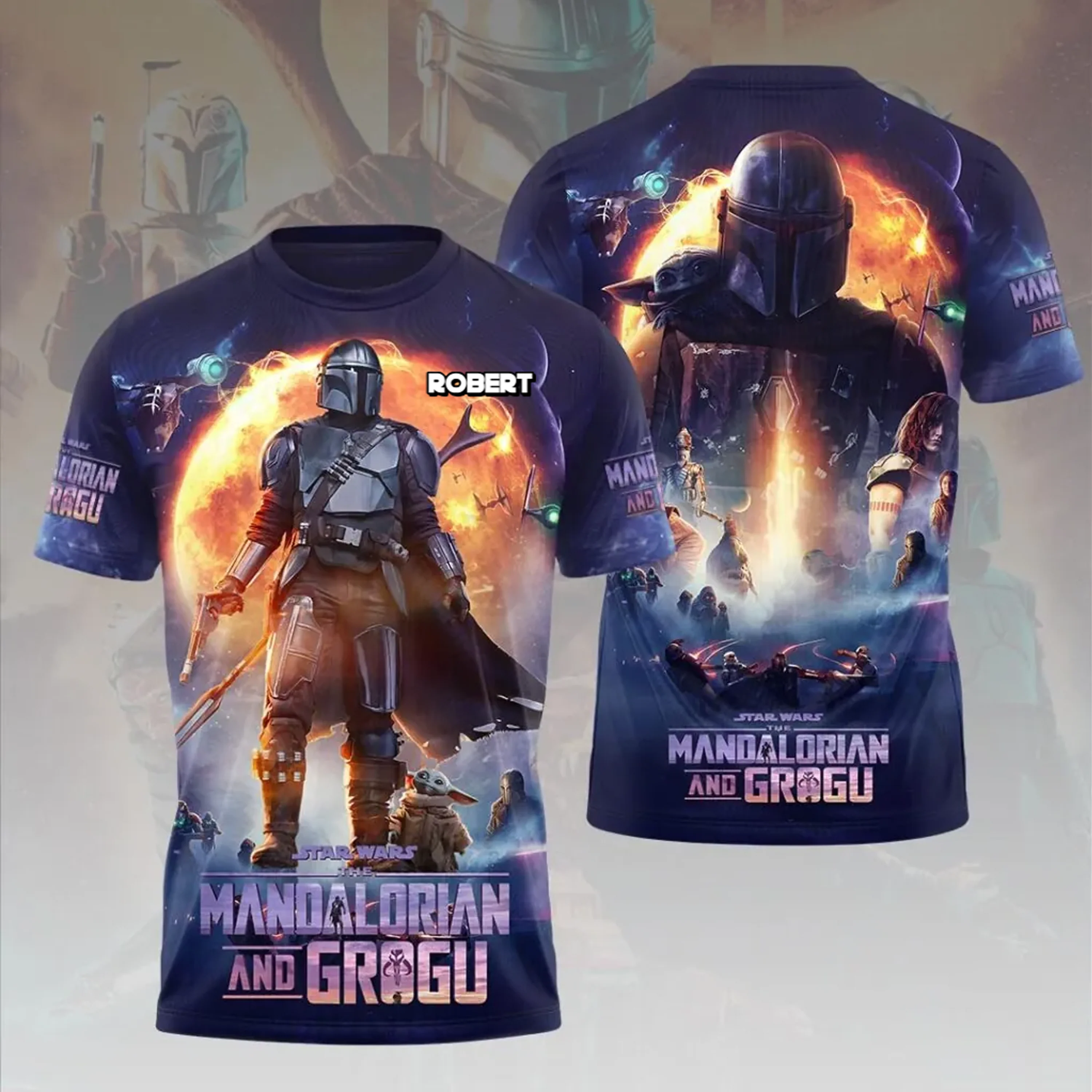 Stwa Galactic Tracker And The Child - Personalized All Over Shirt - Gift For Movie Fans
