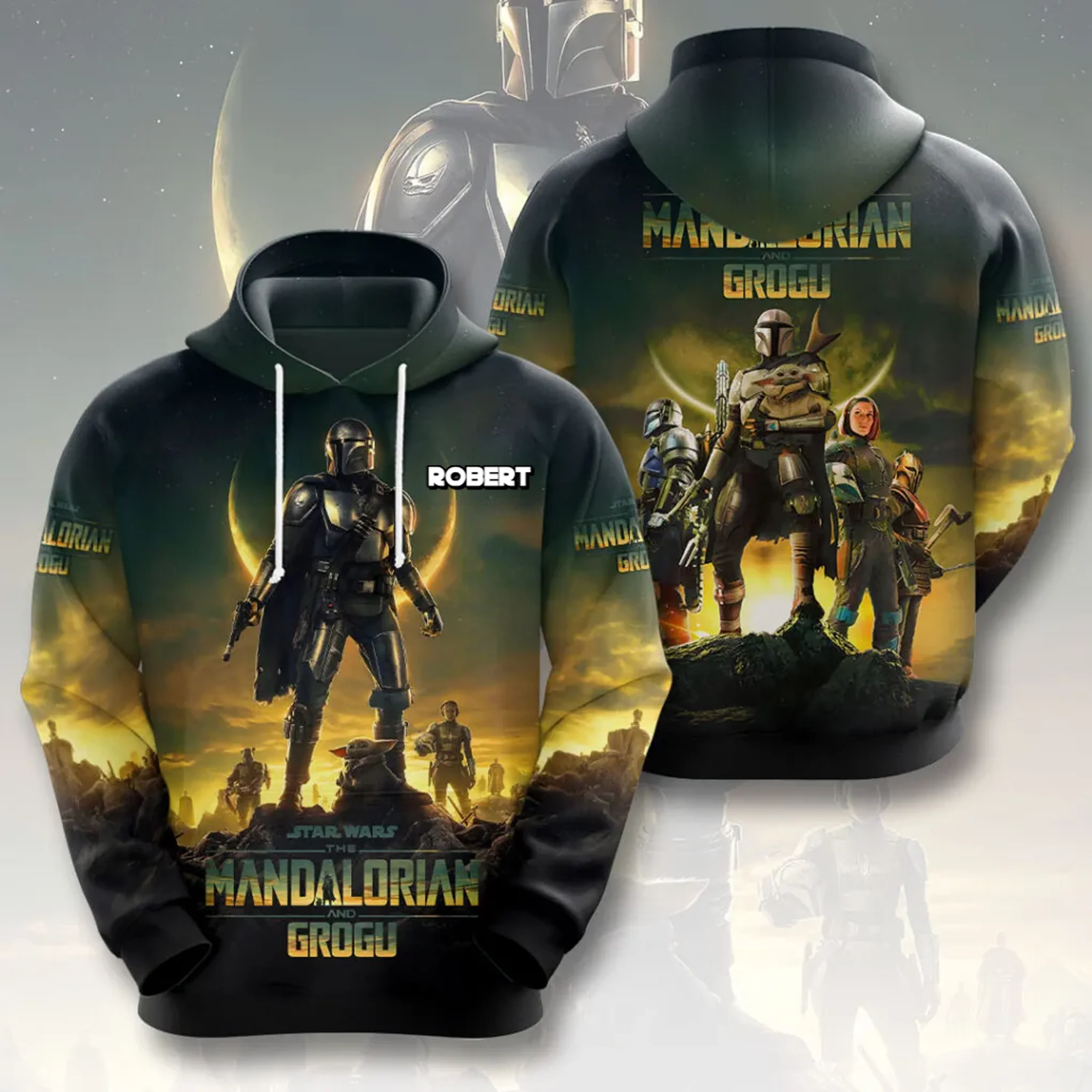 Stwa Galactic Tracker And The Child - Personalized All Over Shirt - Gift For Movie Fans - Image 2