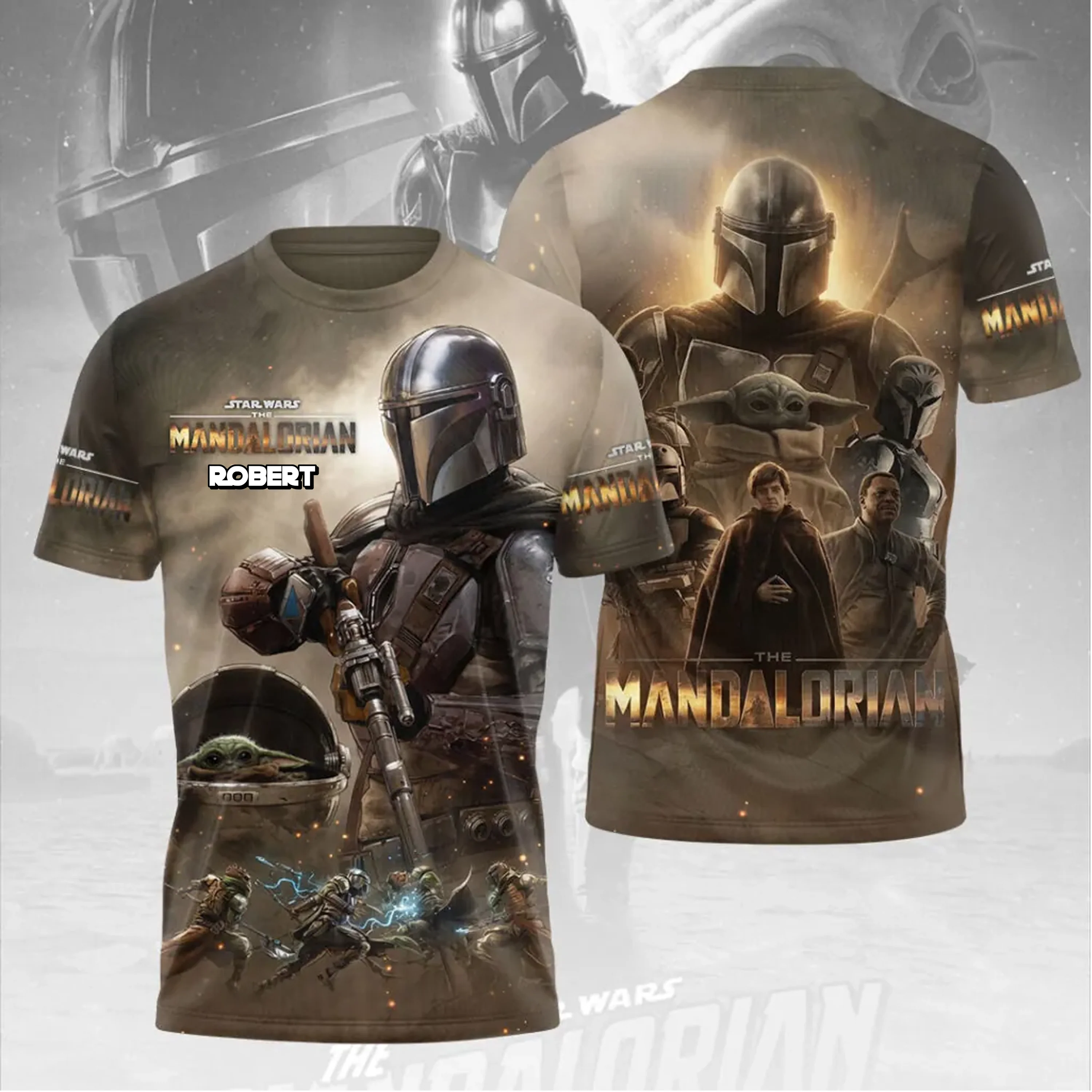 Stwa Galactic Tracker And The Child - Personalized All Over Shirt - Gift For Movie Fans
