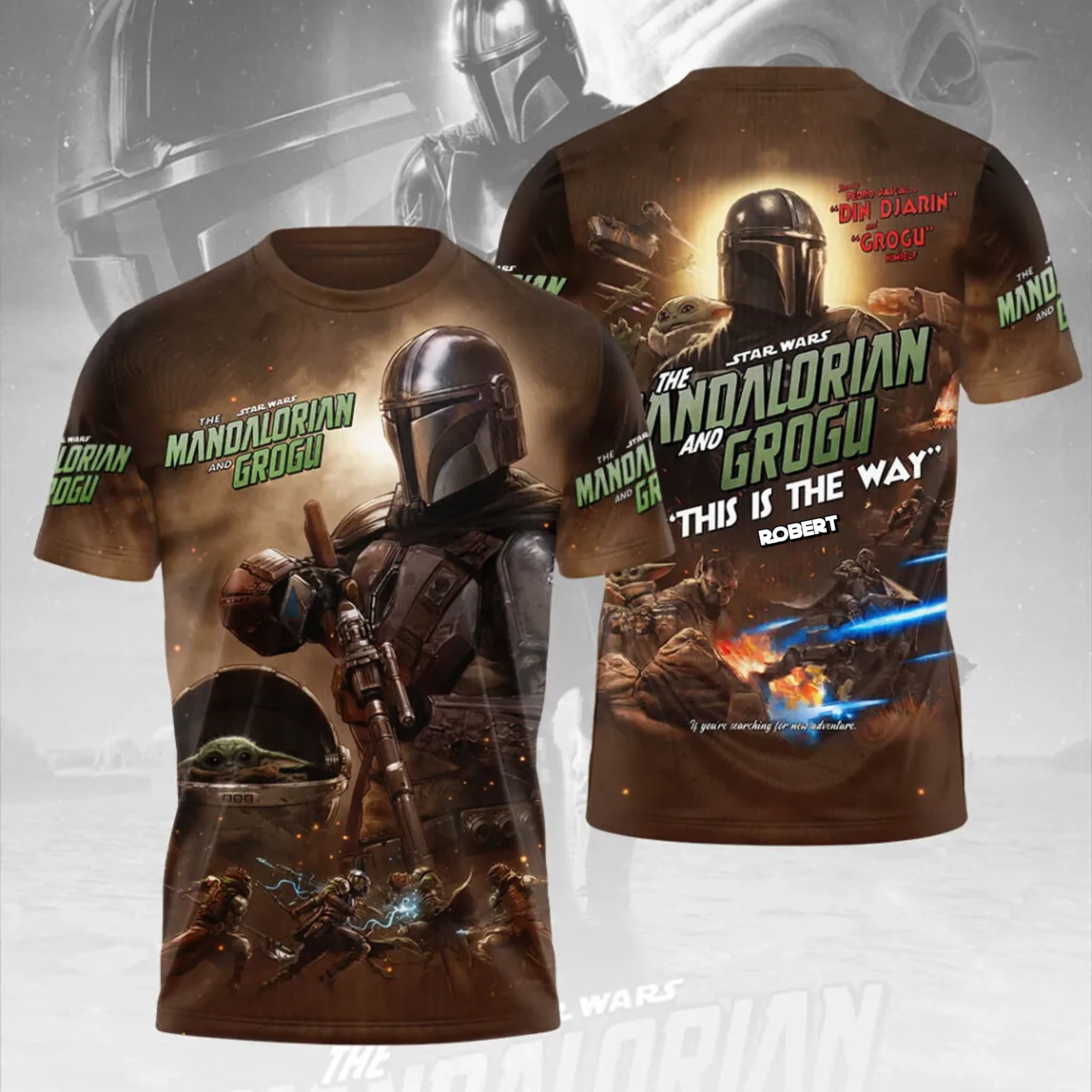 Stwa Galactic Tracker And The Child - Personalized All Over Shirt - Gift For Movie Fans