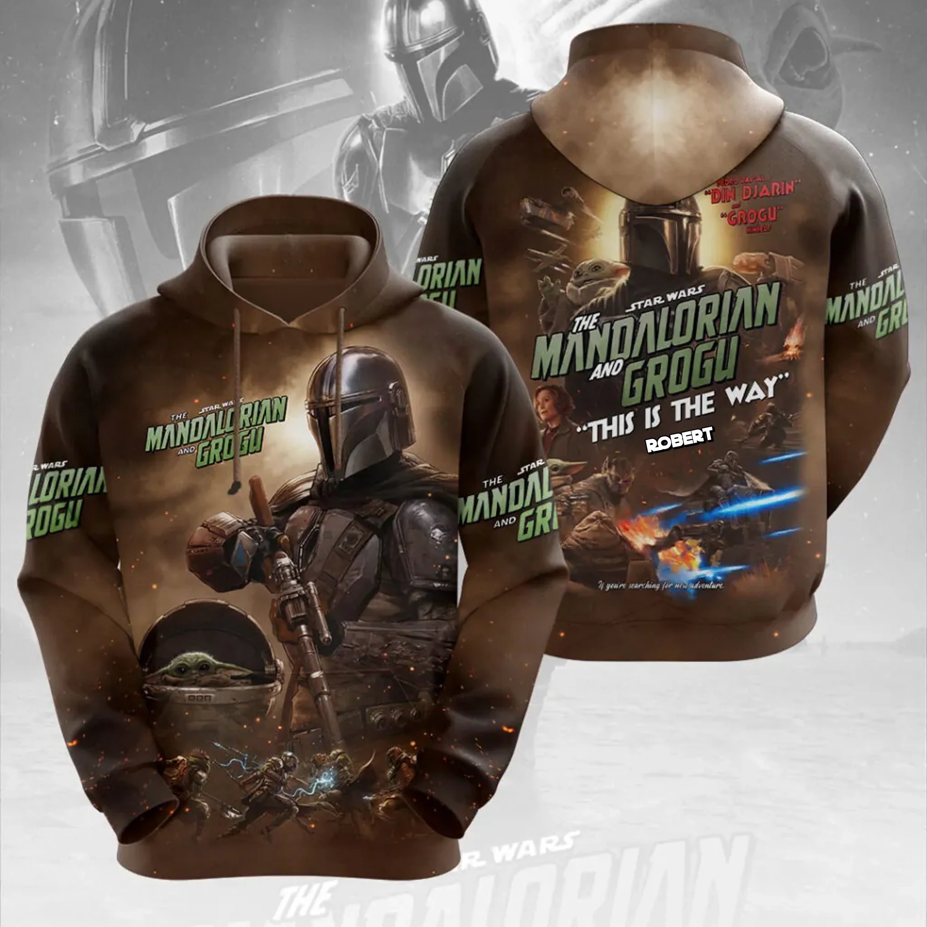 Stwa Galactic Tracker And The Child - Personalized All Over Shirt - Gift For Movie Fans - Image 2
